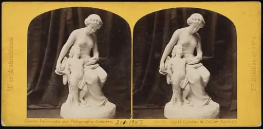 Stereograph of 'Cupid Captive', a sculpture by Calder Marshall