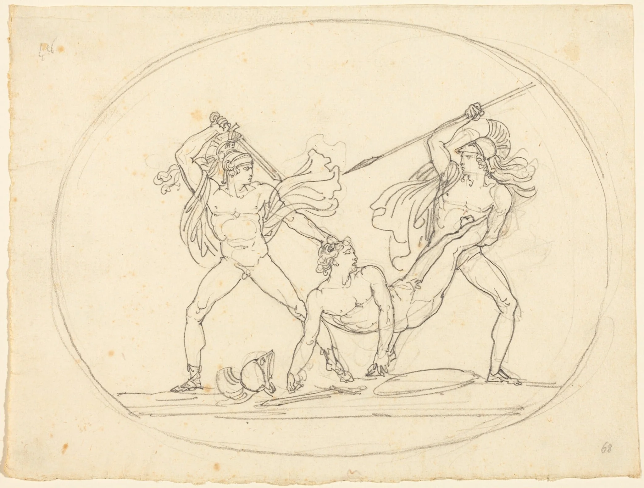 Two Ancient Warriors Fighting over a Dead Comrade