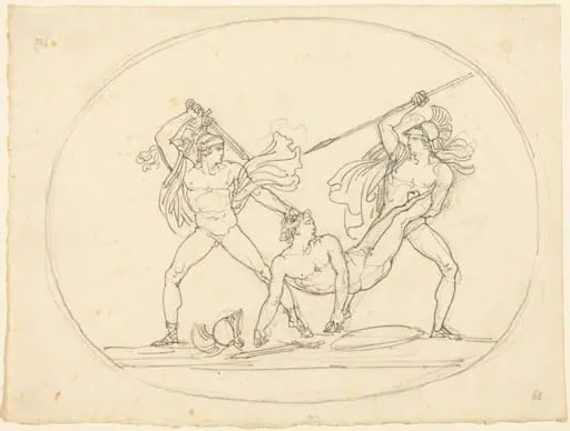 Two Ancient Warriors Fighting over a Dead Comrade