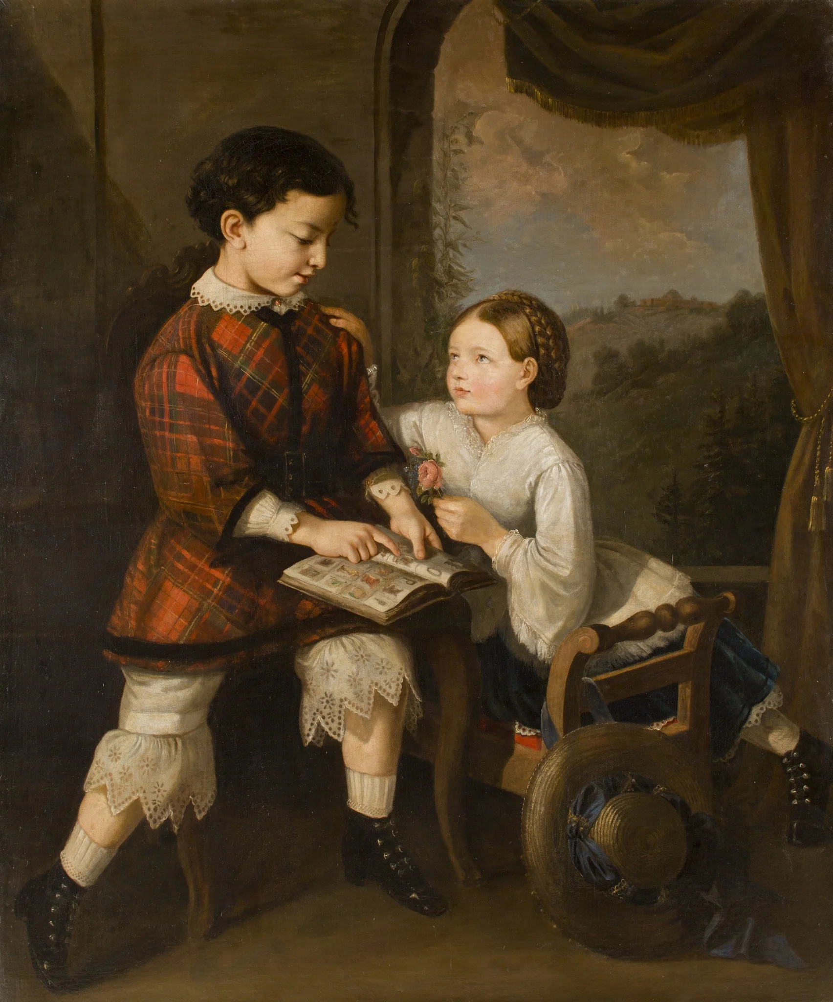 Children Learning, by Saturnin Świerzyński, oil, 1861