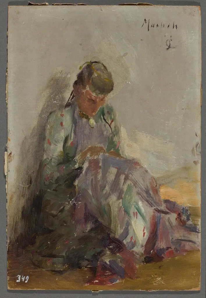 Sewing Tartar girl. From the journey to Crimea