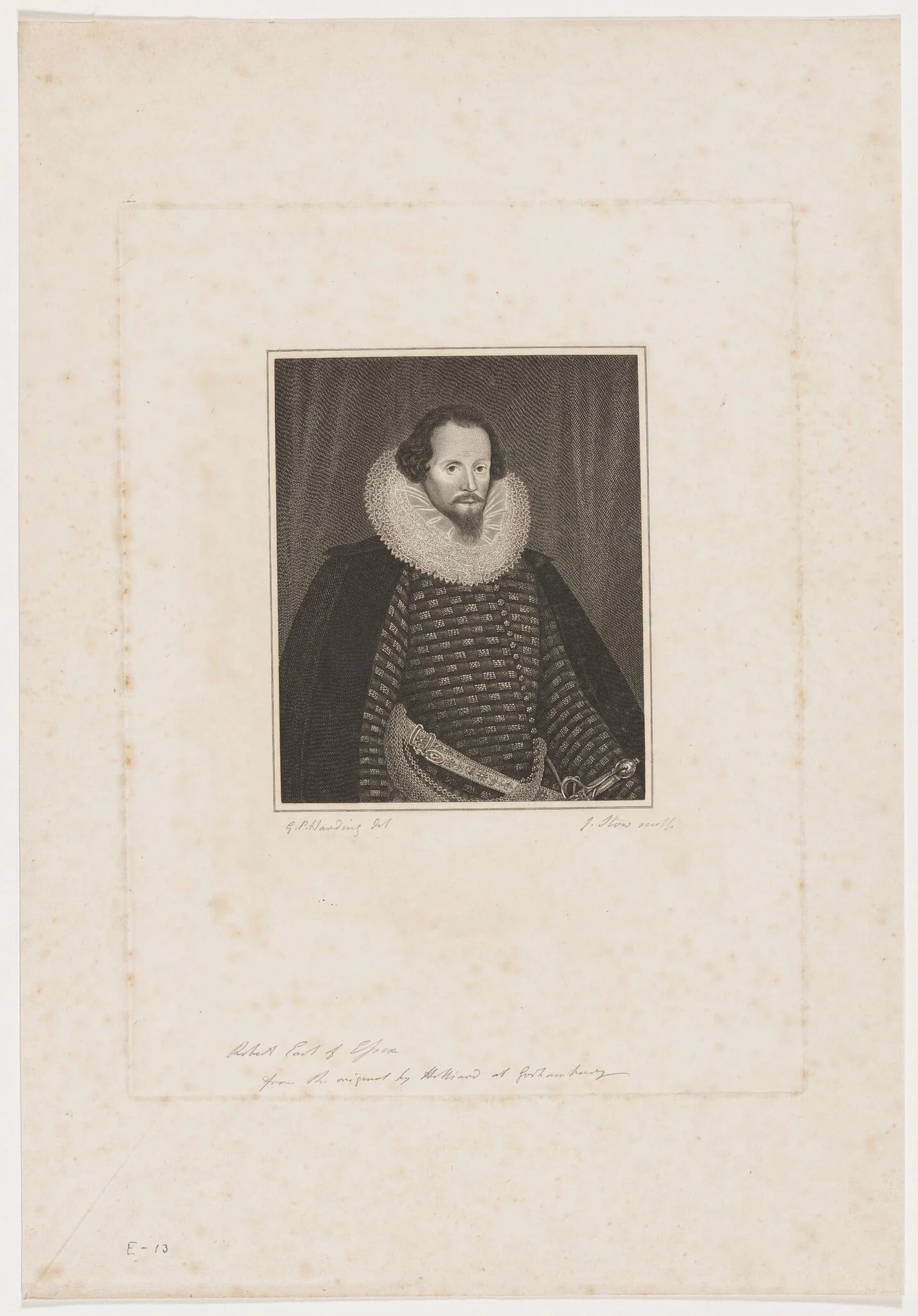 Robert Devereux, Earl of Essex, by James Stow, ink, 1795