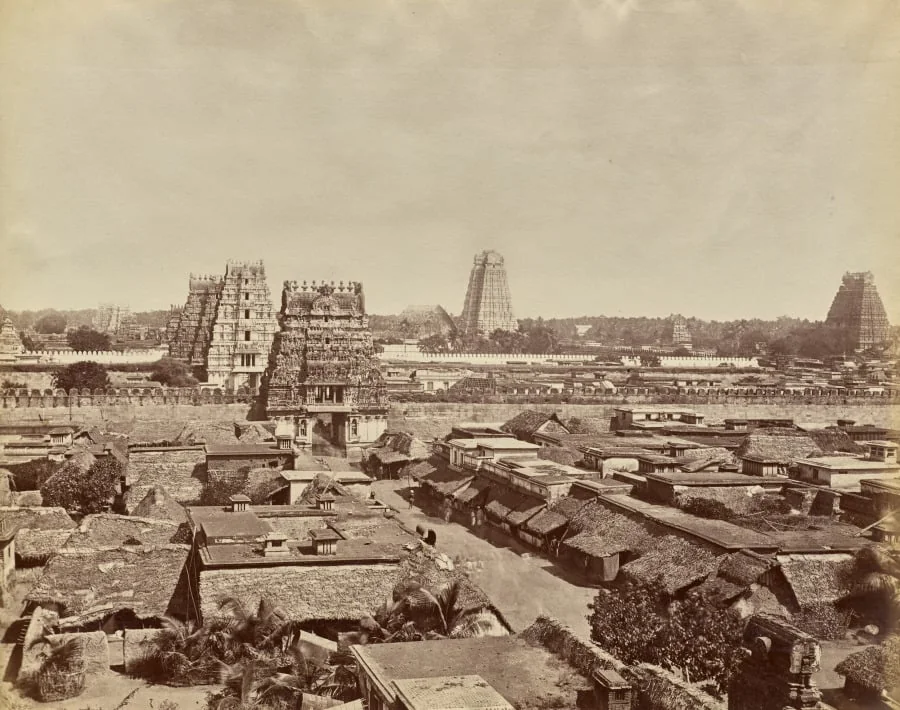 View from the Top of the Rock, looking over the native Town, Trichinopoly, India