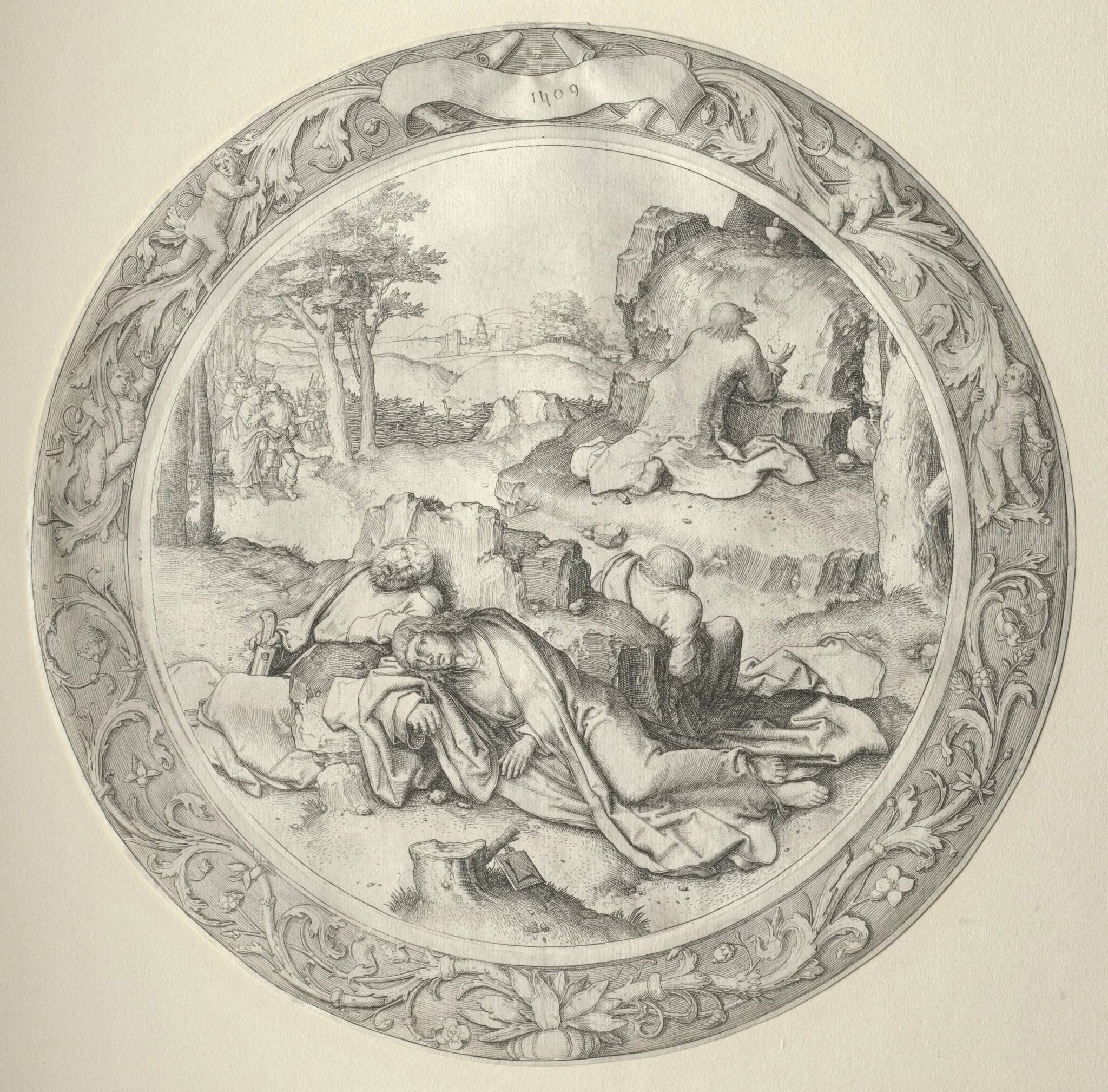 The Round Passion: Christ in Gethsemane (Agony in the Garden), by Lucas van Leyden, 1509