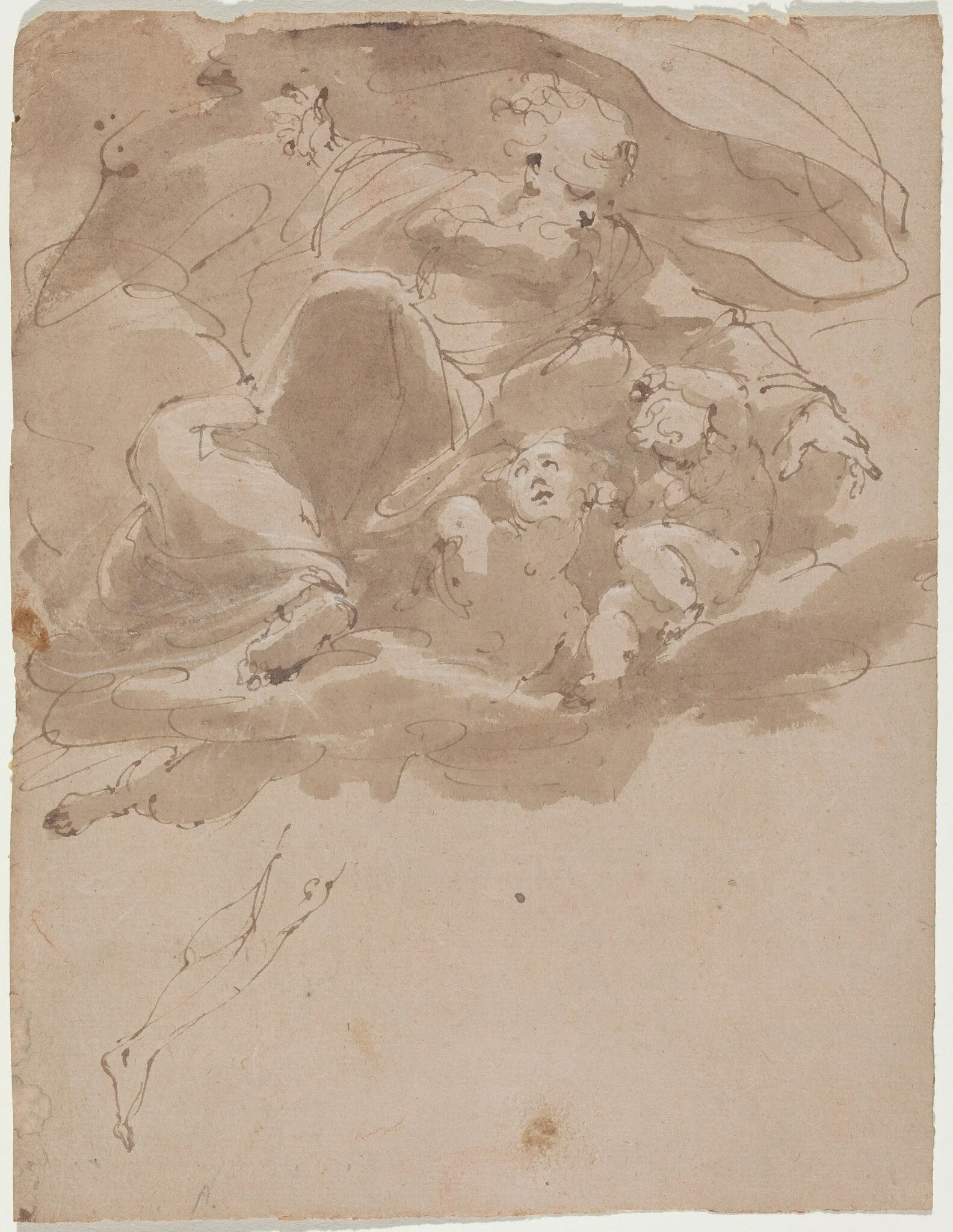 God the Father with Angels, by Italian 17th Century, ink, 1601