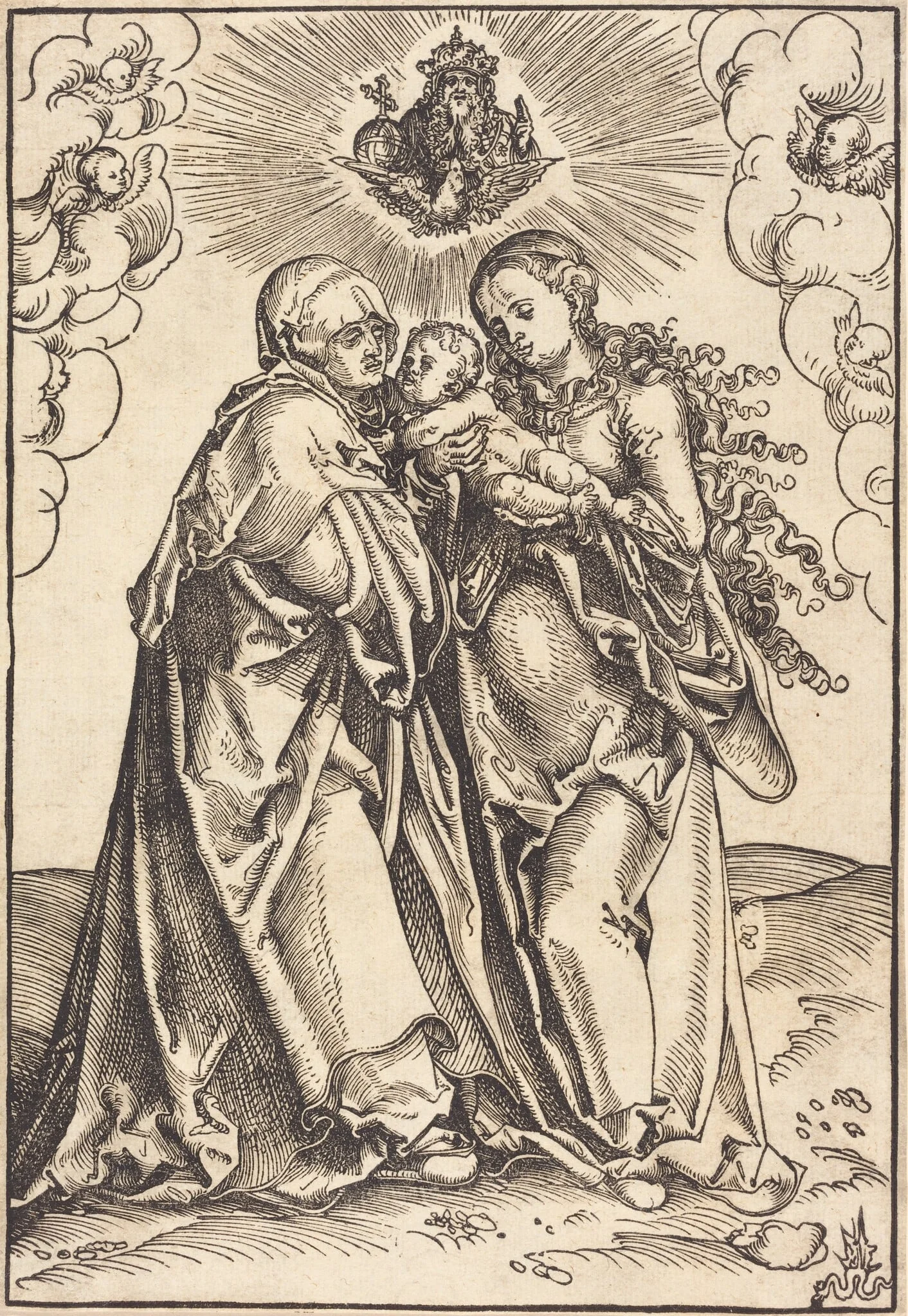 Saint Anne and the Virgin with the Child, by Lucas Cranach the Elder, ink, 1512