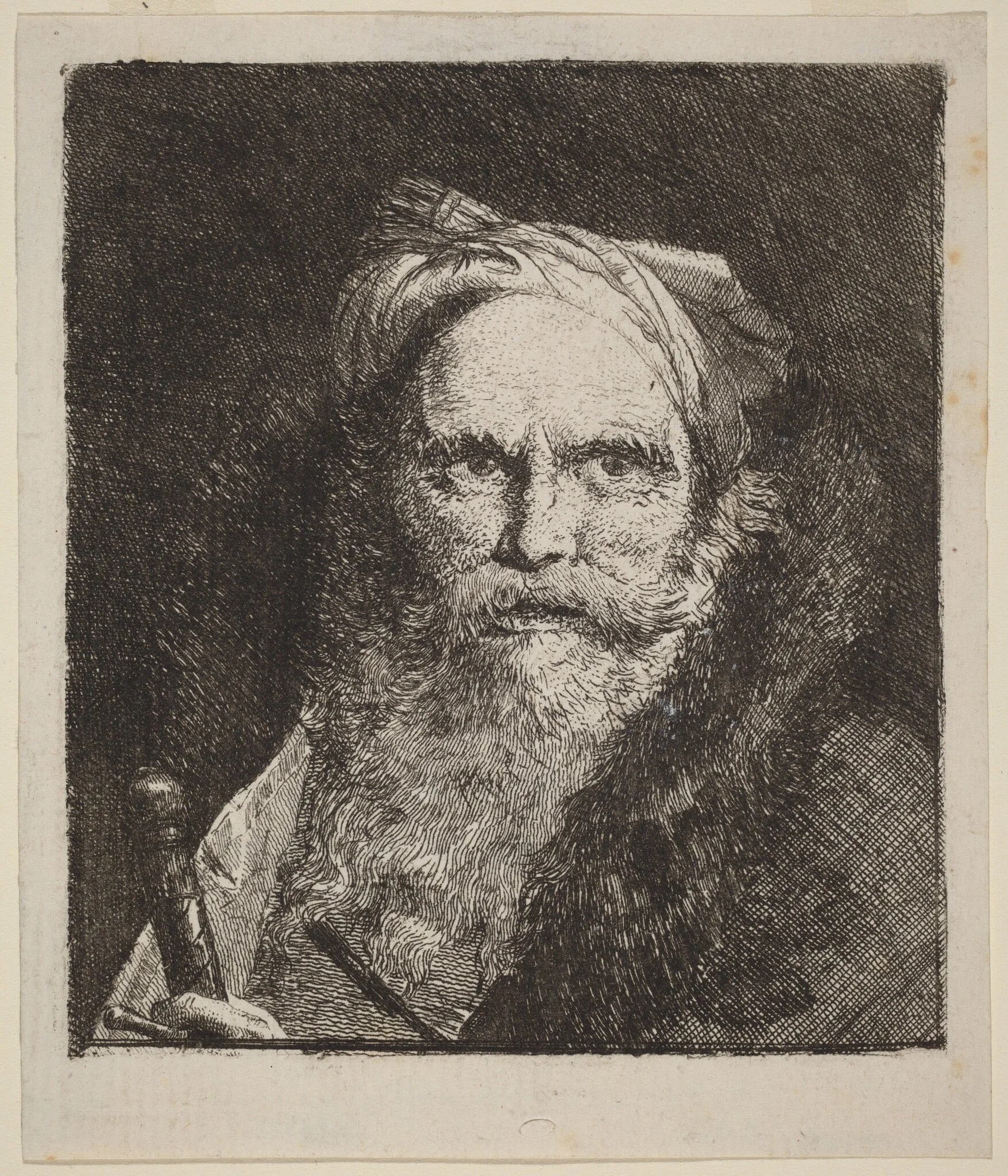 Old Man with a Sword, by Giovanni Domenico Tiepolo, ink, 1762