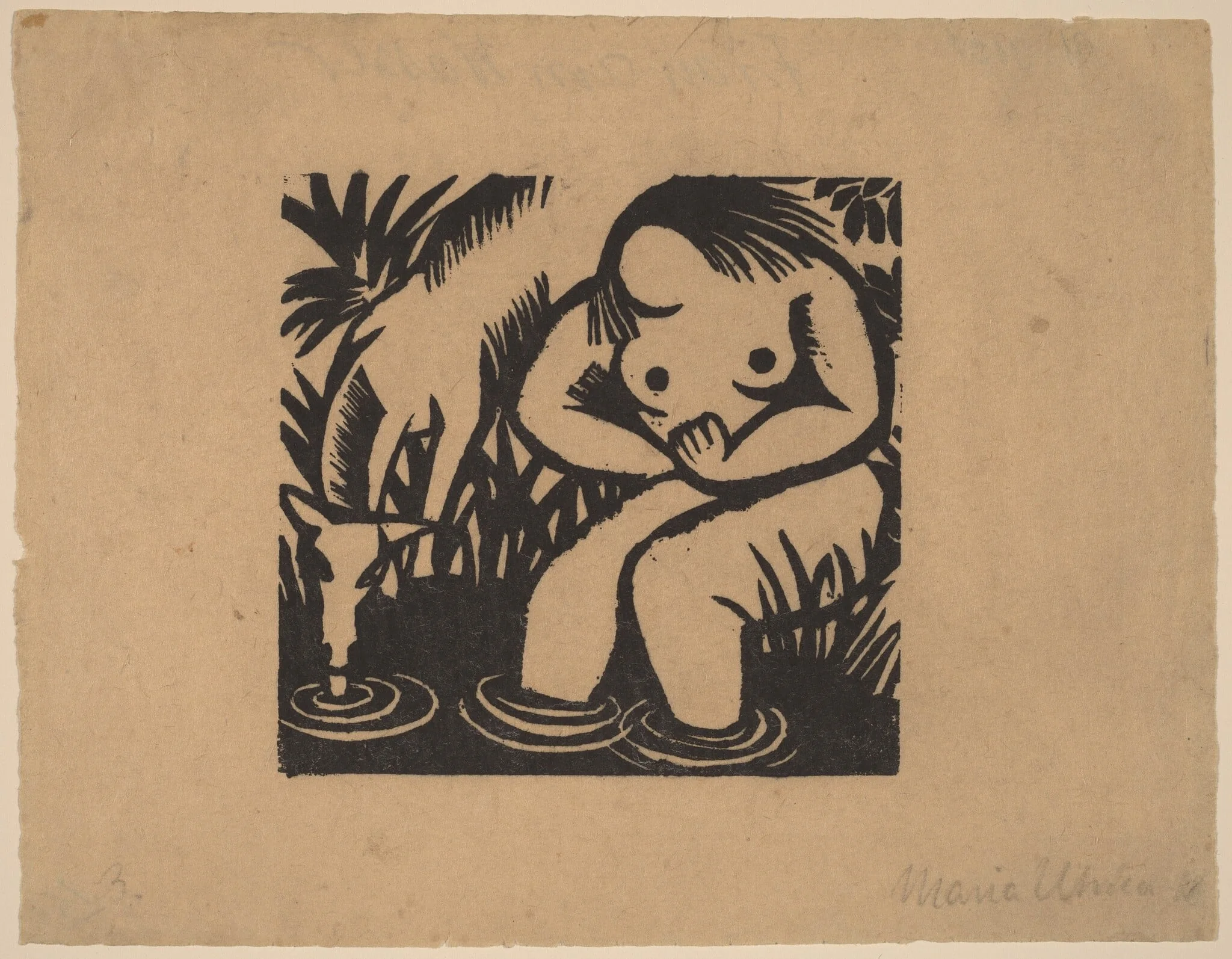 Woman at the Water, by Maria Uhden, ink, 1918