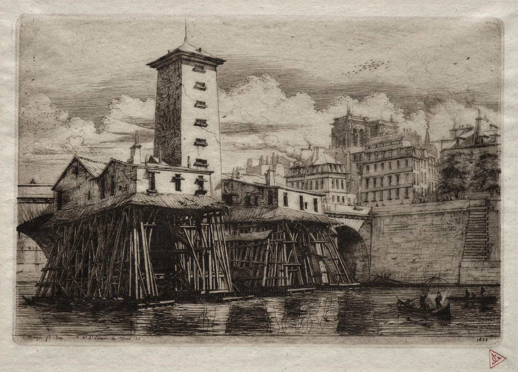 Etchings of Paris:  The Notre Dame Pump, by Charles Meryon, 1852
