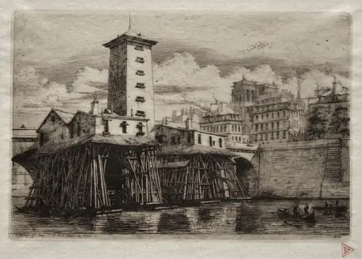 Etchings of Paris:  The Notre Dame Pump