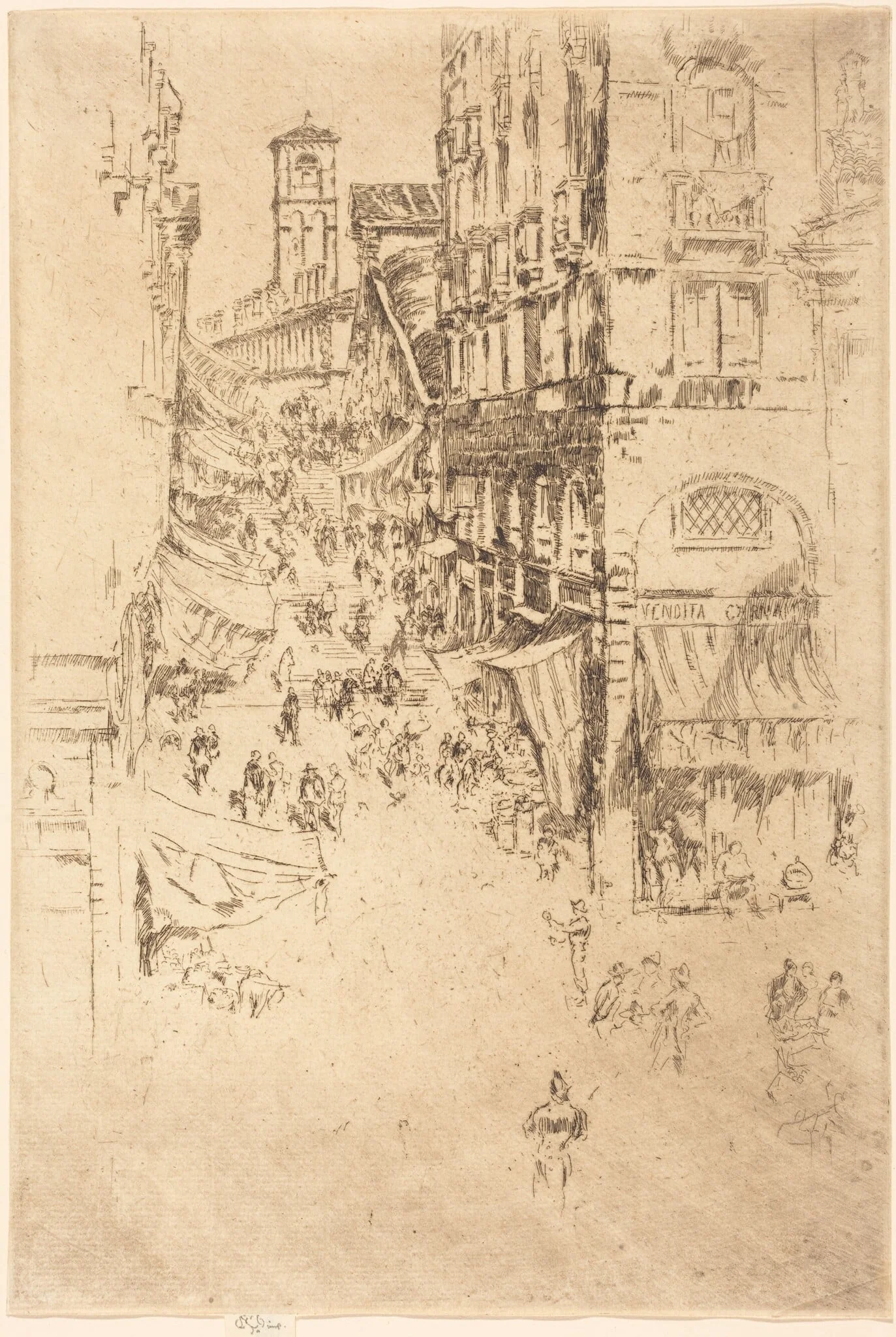 The Rialto, by James McNeill Whistler, ink, 1880