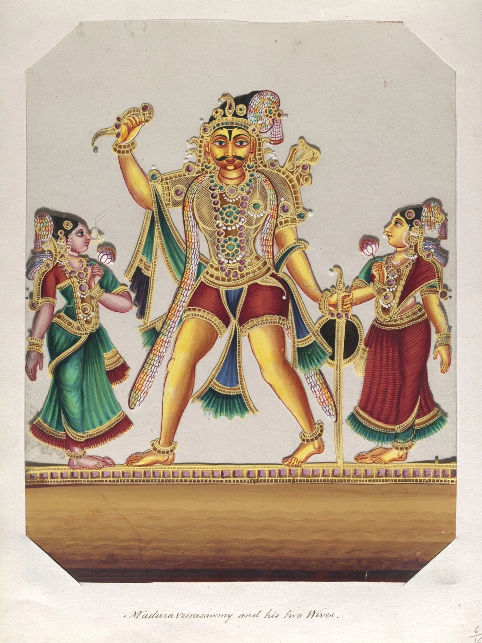 One of sixteen mica paintings depicting Hindu deities and festival processions with decorated cars., by Unknown, paint, 1850