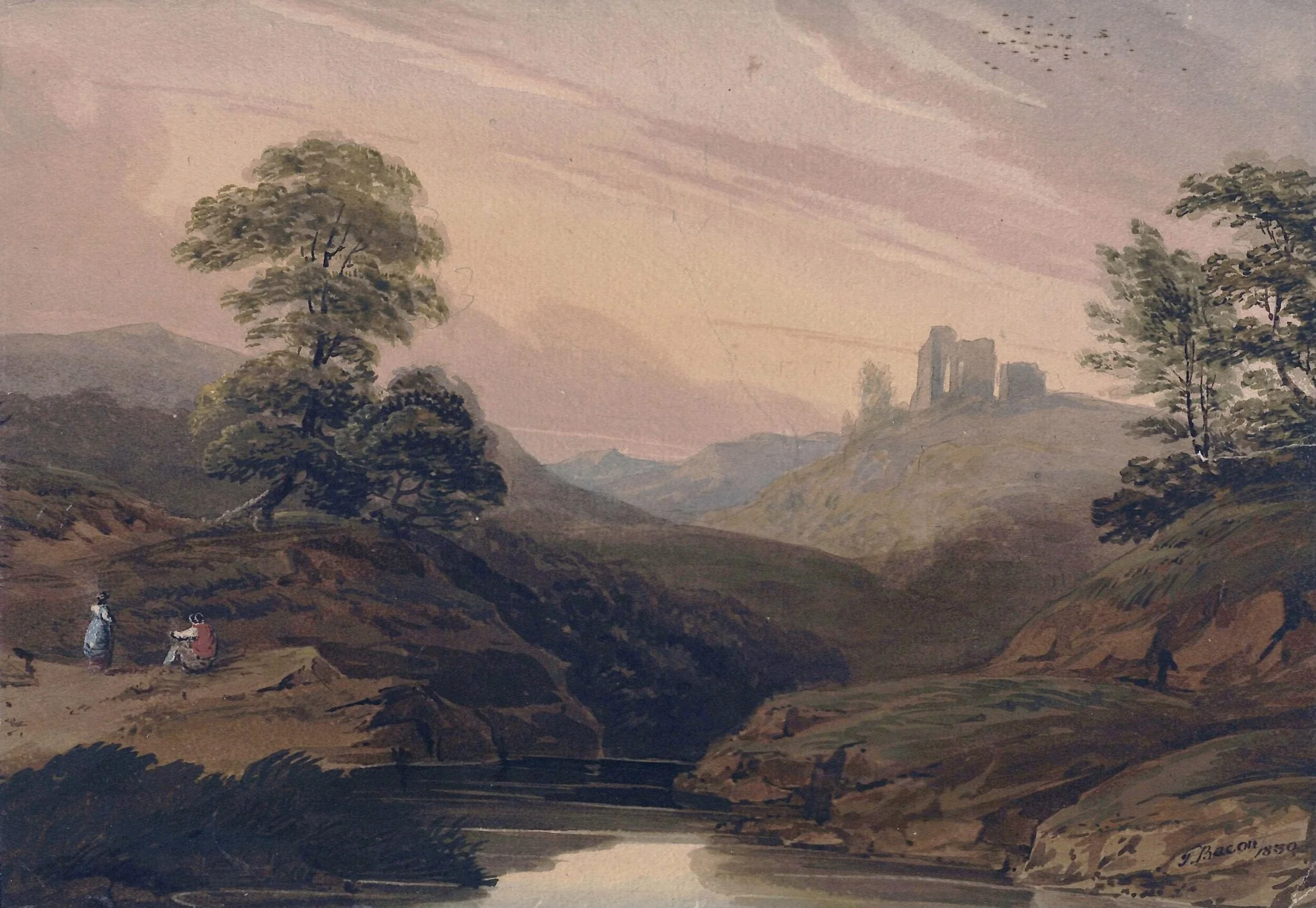 Mountainous Landscape with Stream and Ruin