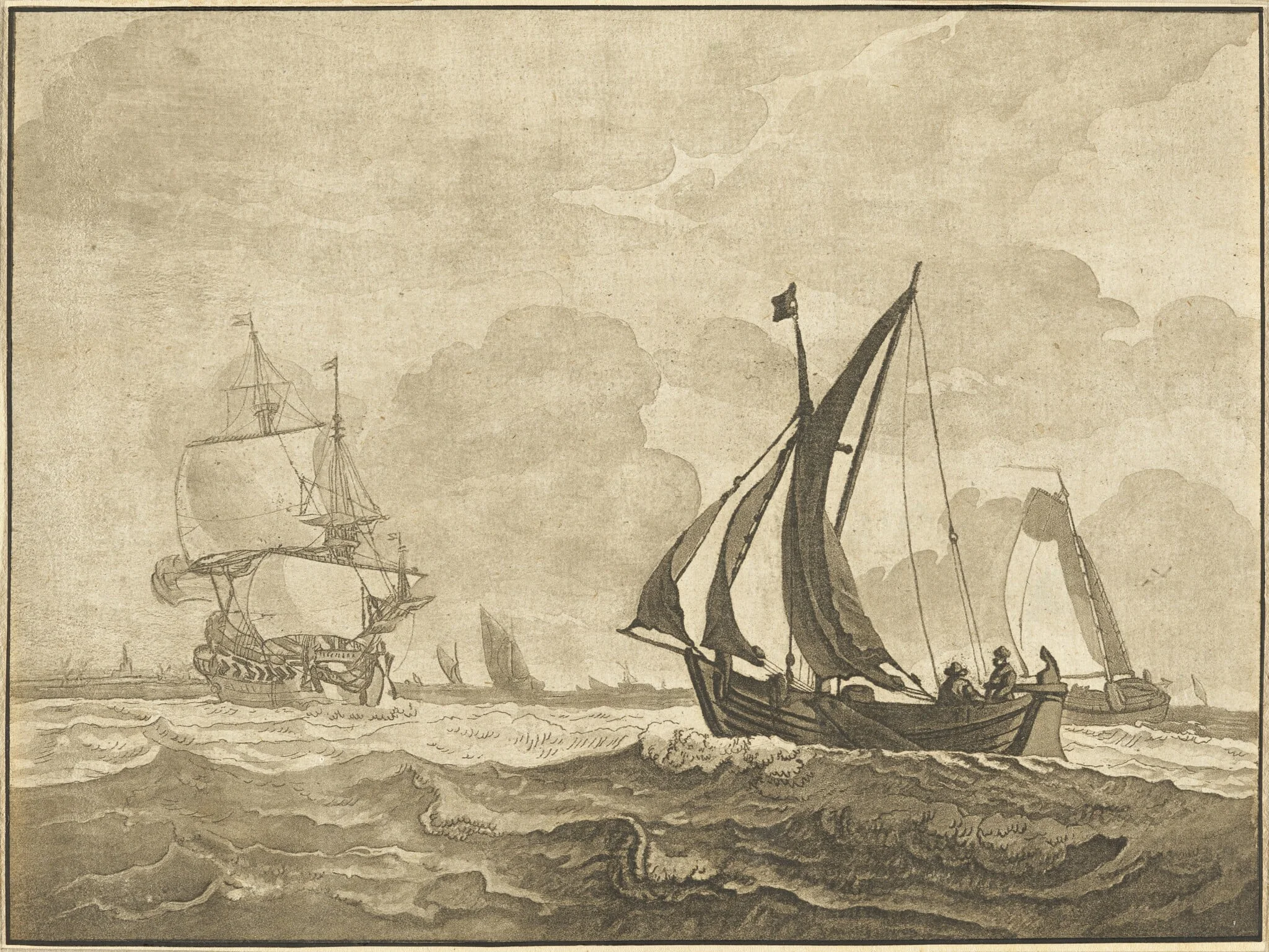 Seascape, by Schönecker, ink, 1784