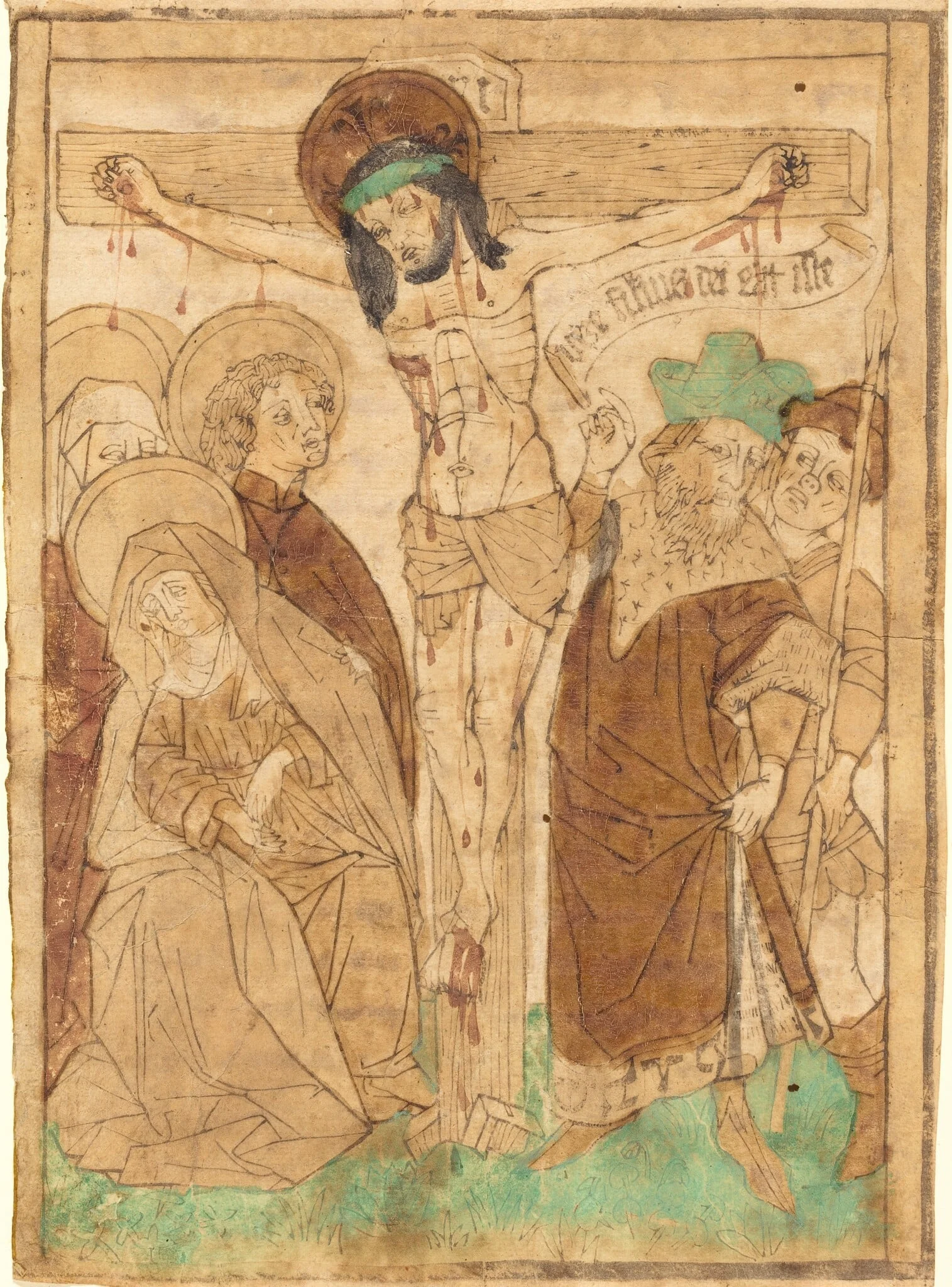 Christ on the Cross, by German 15th Century, ink, 1455