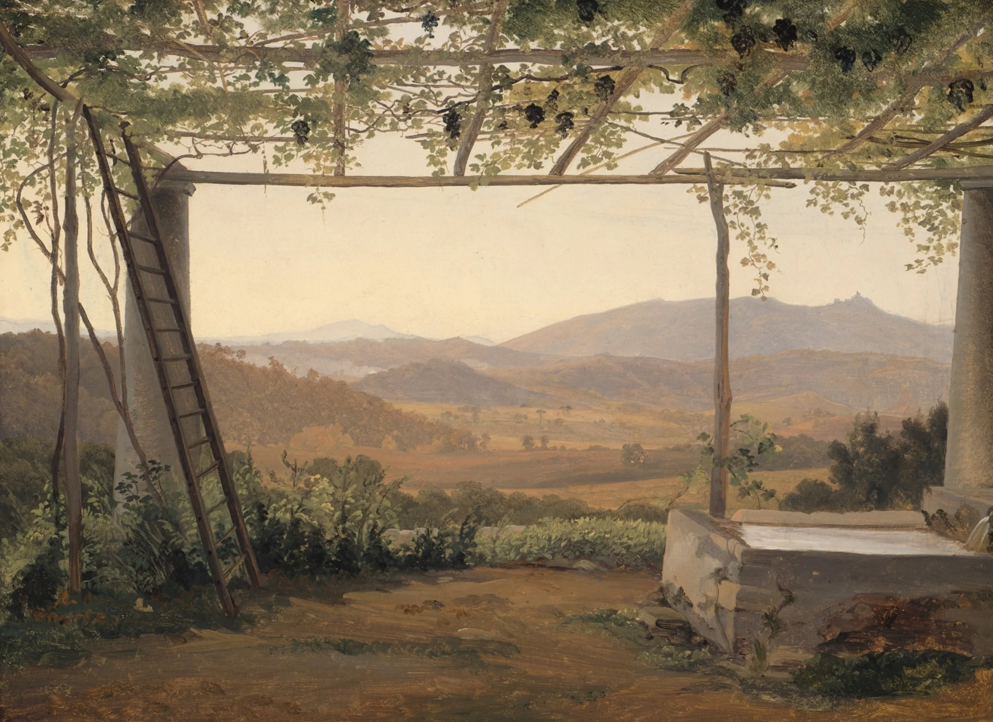 Fountain and Pergola in Italy, by Ernest Christian Frederik Petzholdt, oil, 1832