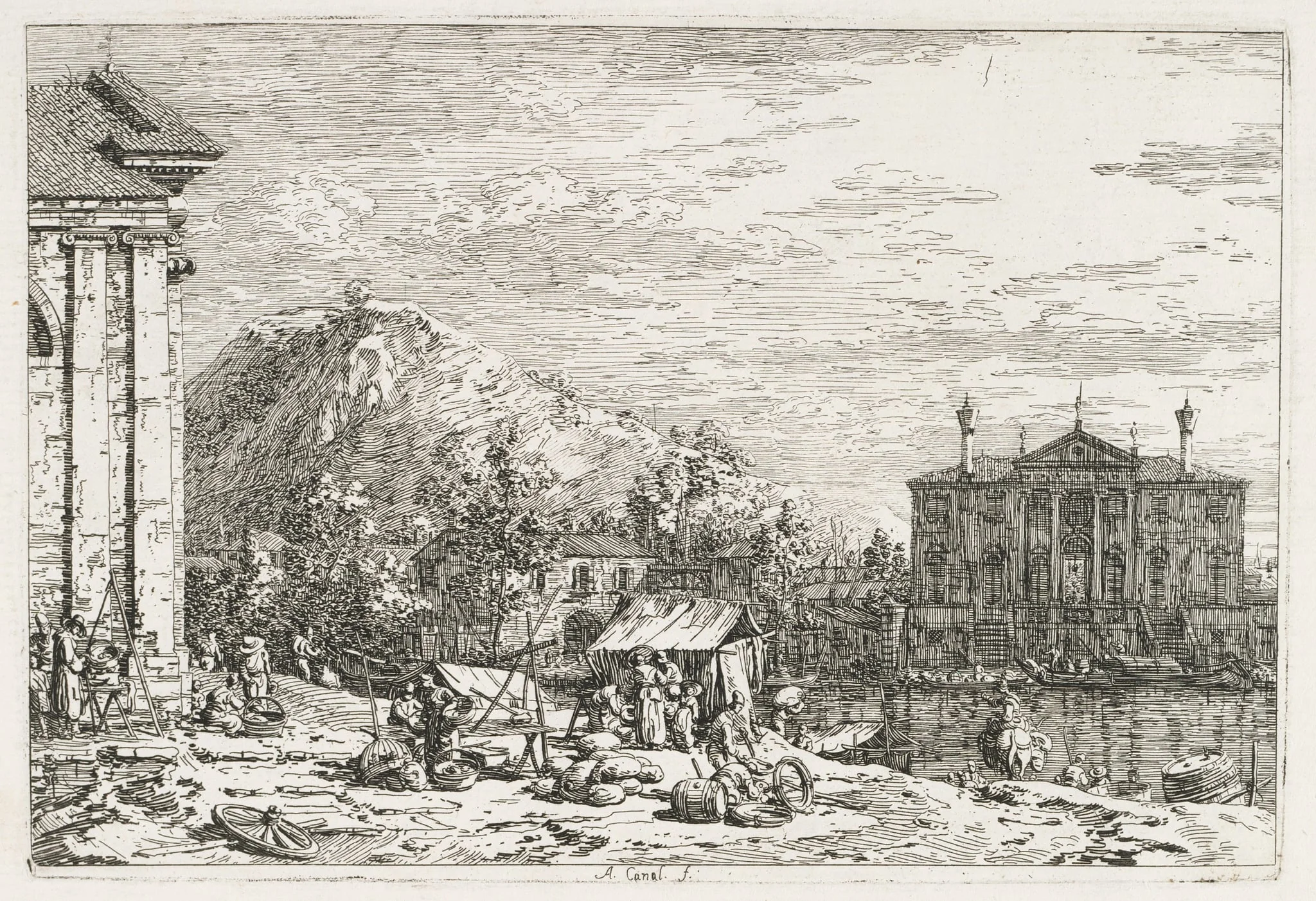 Views:  A City Beyond a River, by Canaletto, 1740