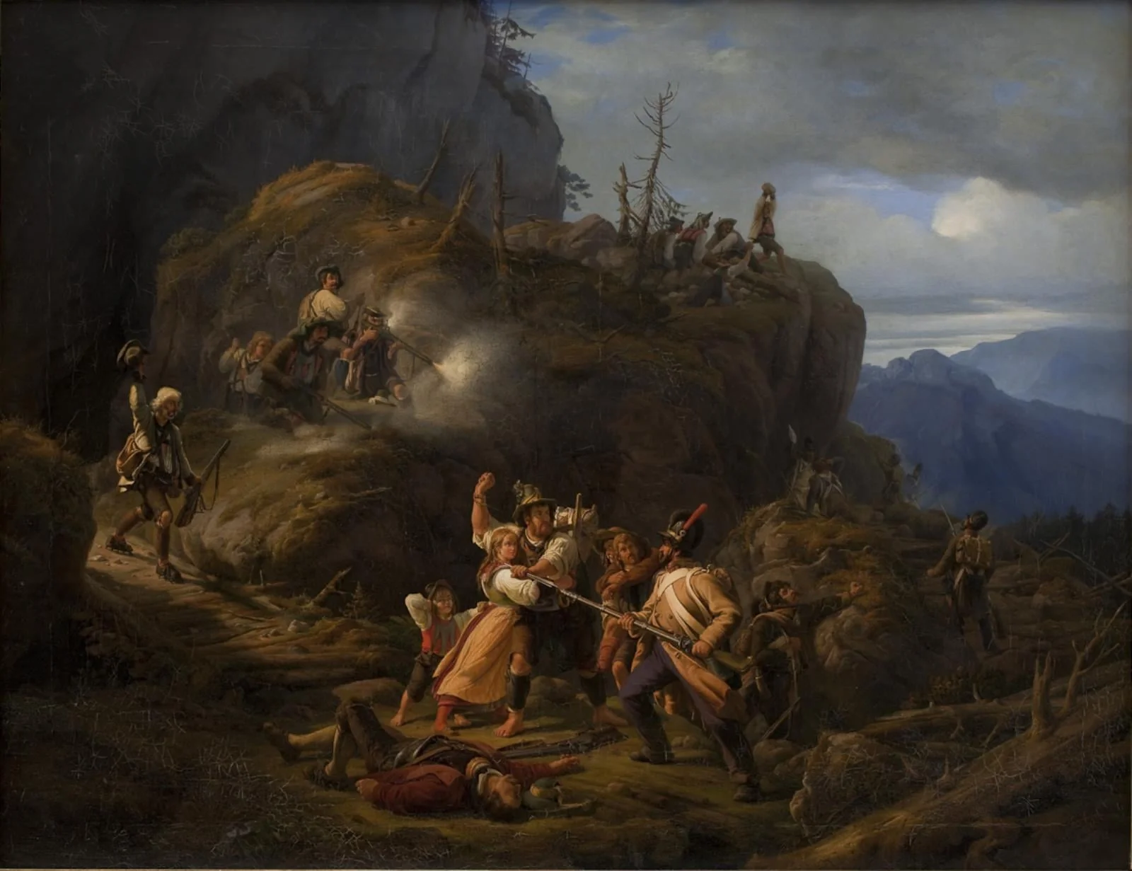 Scene af tyrolerkrigen i året 1809, by Unknown, 1850