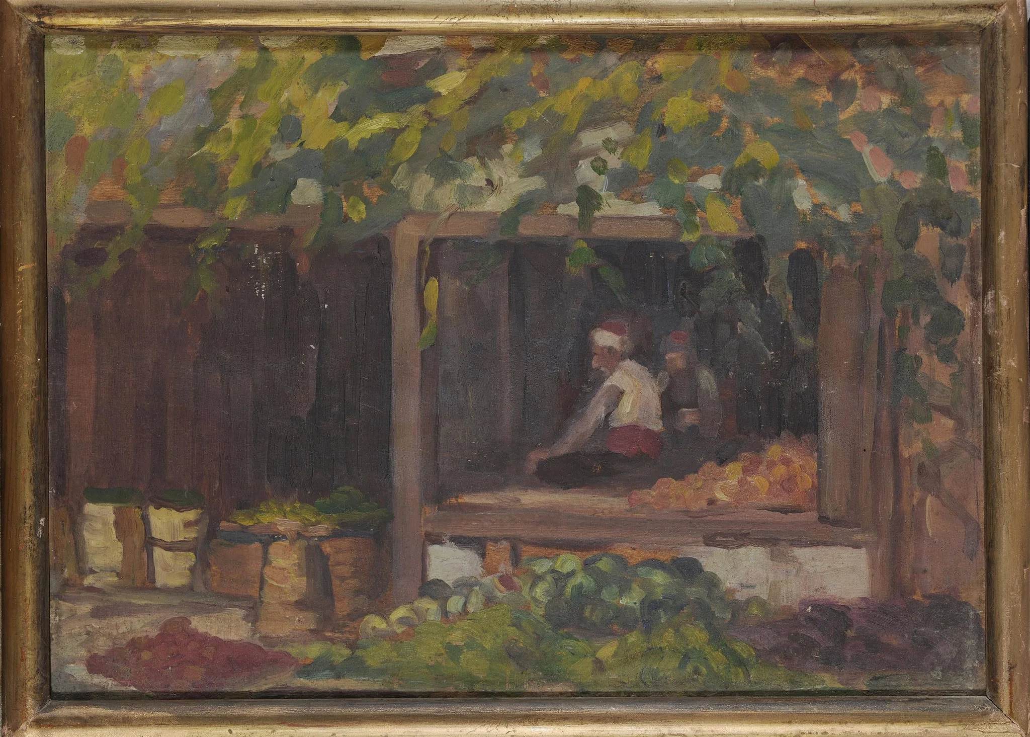 Άνδρες σε  μαγαζί, by Vyzantios Periklis, unspecified, 1922
