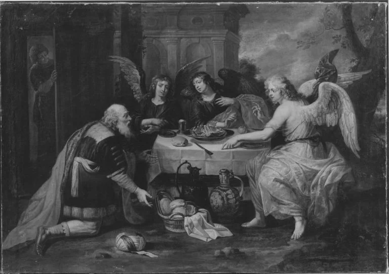 Abraham bewirtet die drei Engel, by Abraham van Diepenbeeck, unspecified, 1635