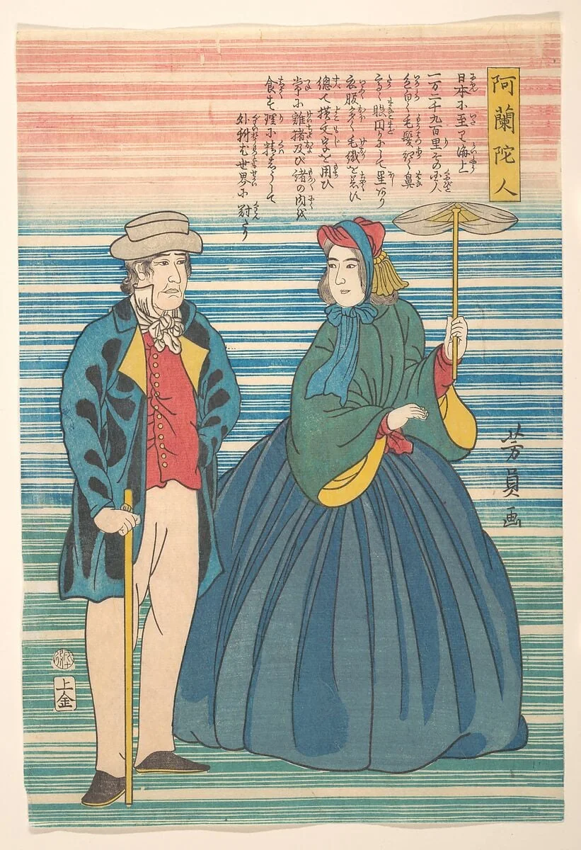 Orandajin|Dutch Couple, by Utagawa Yoshikazu, ink, 10