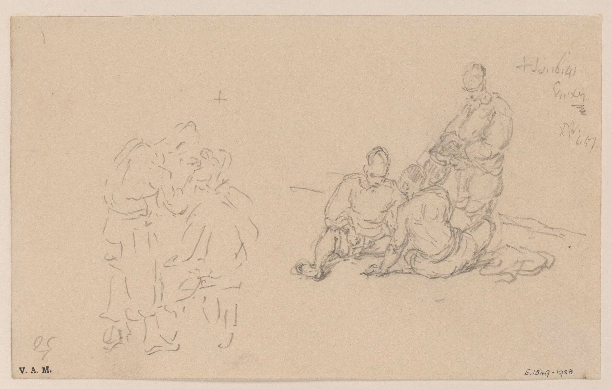 Two sketches of groups of Chinese figures, by George Chinnery, 12
