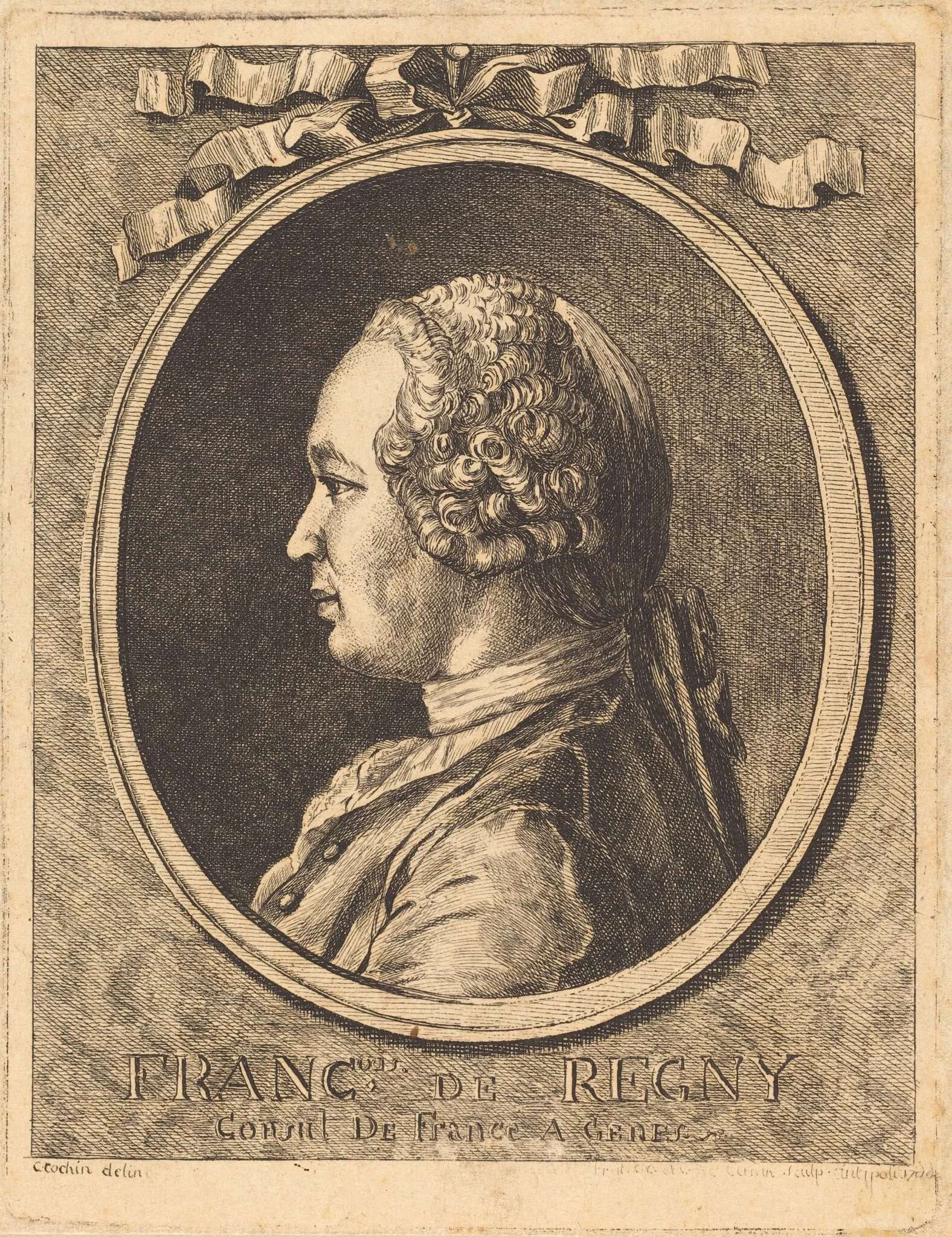 Francois de Regny, by French 18th Century, ink, 1750