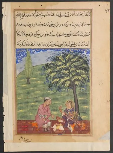 The unfaithful wife explaining away the presence of the dough elephant, from a Tuti-nama (Tales of a Parrot): Eighth Night
