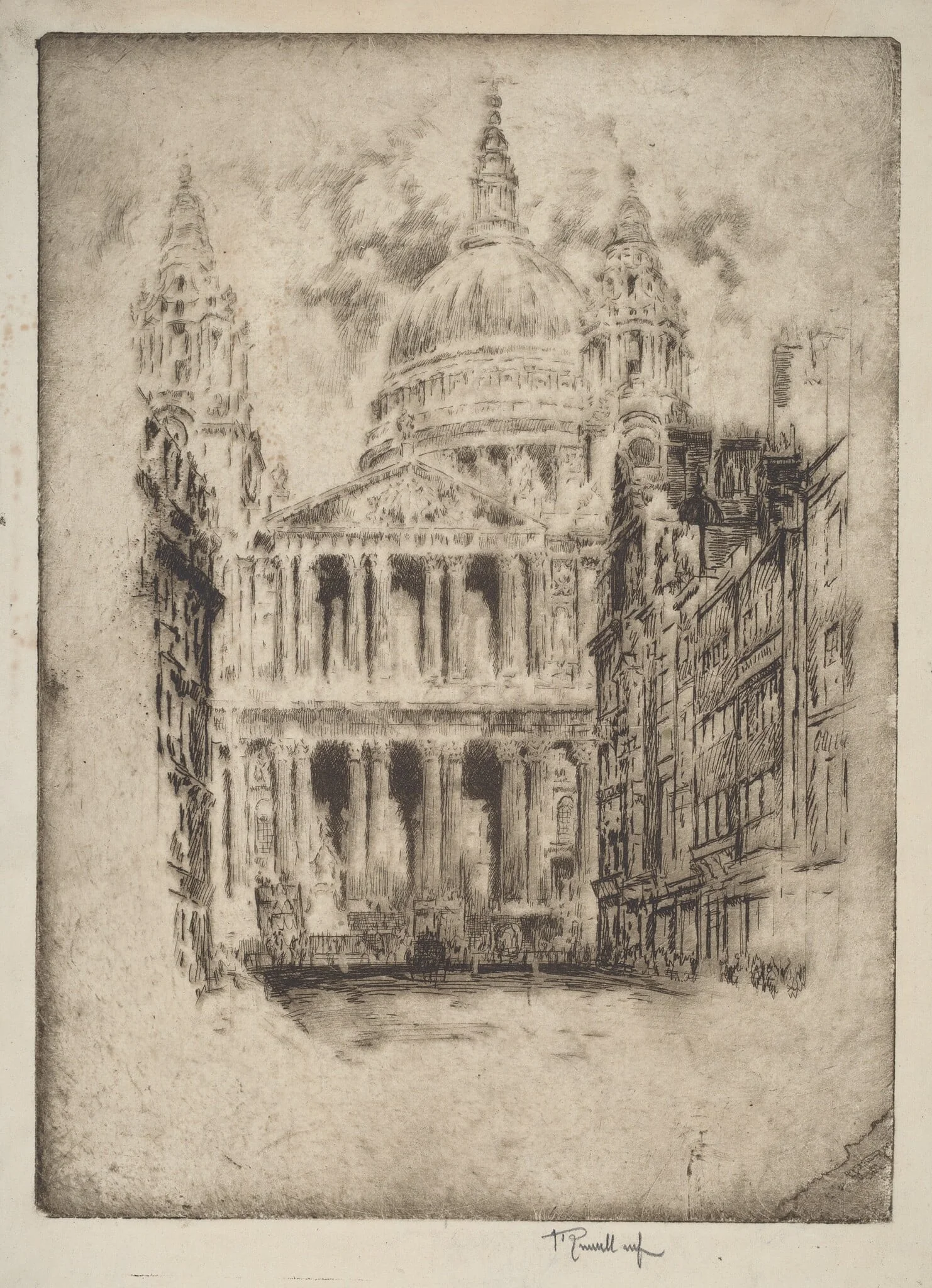 St. Paul's, Fleet Street, London, by Joseph Pennell, ink, 1905