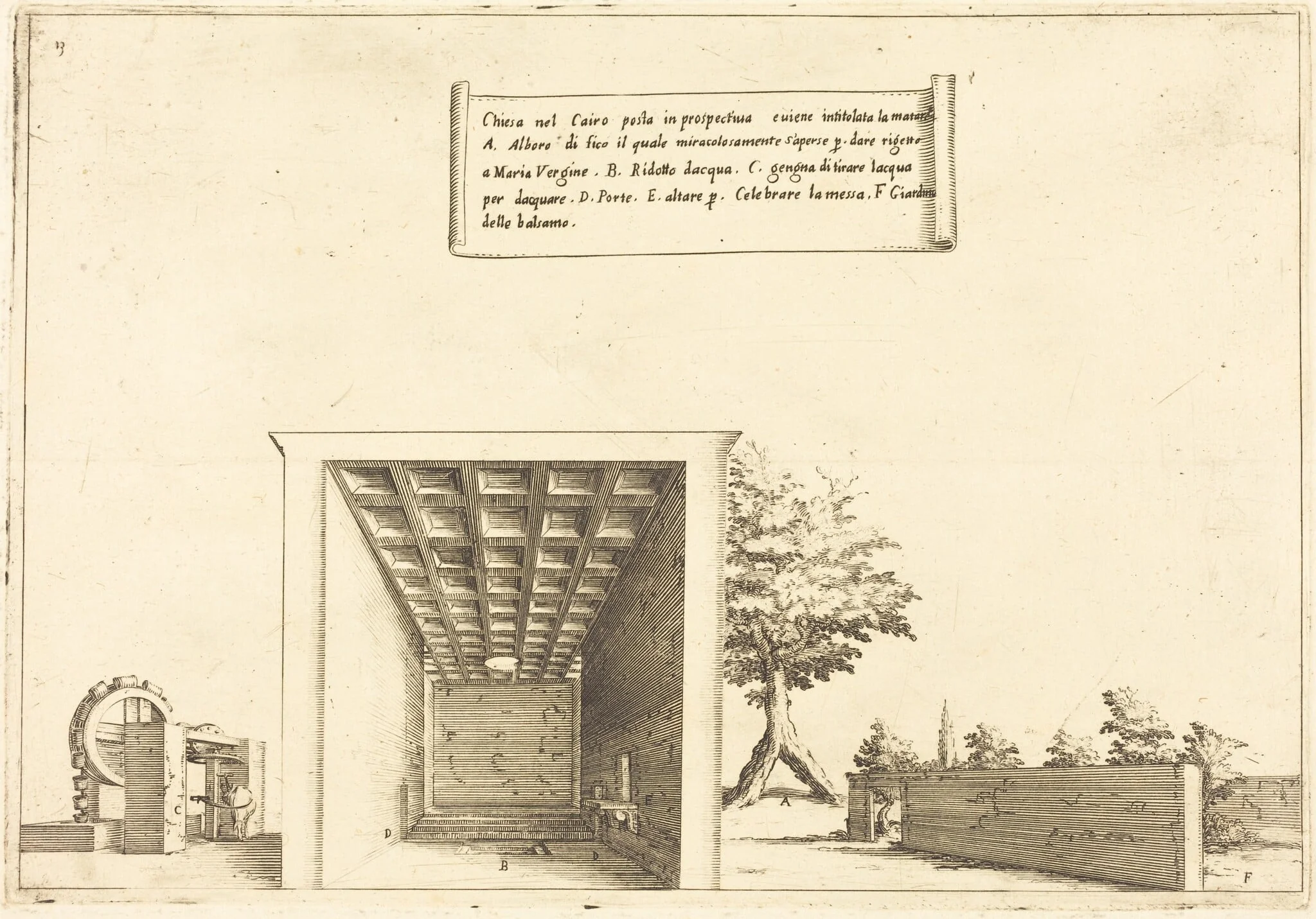 Church in Cairo, by Jacques Callot, ink, 1619