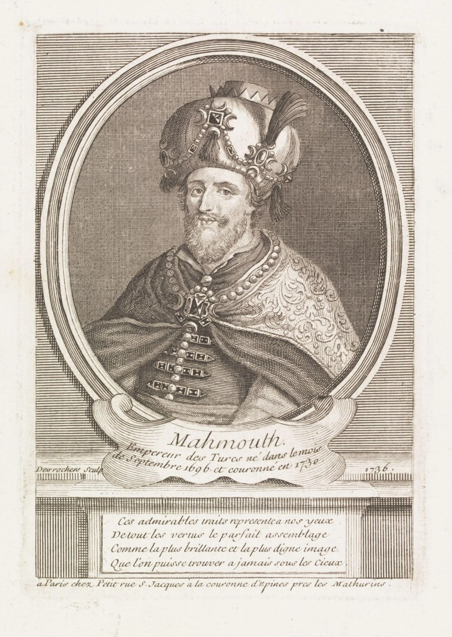 Turkish sultans, sultanas and other historical figures, by Desrochers, 1736