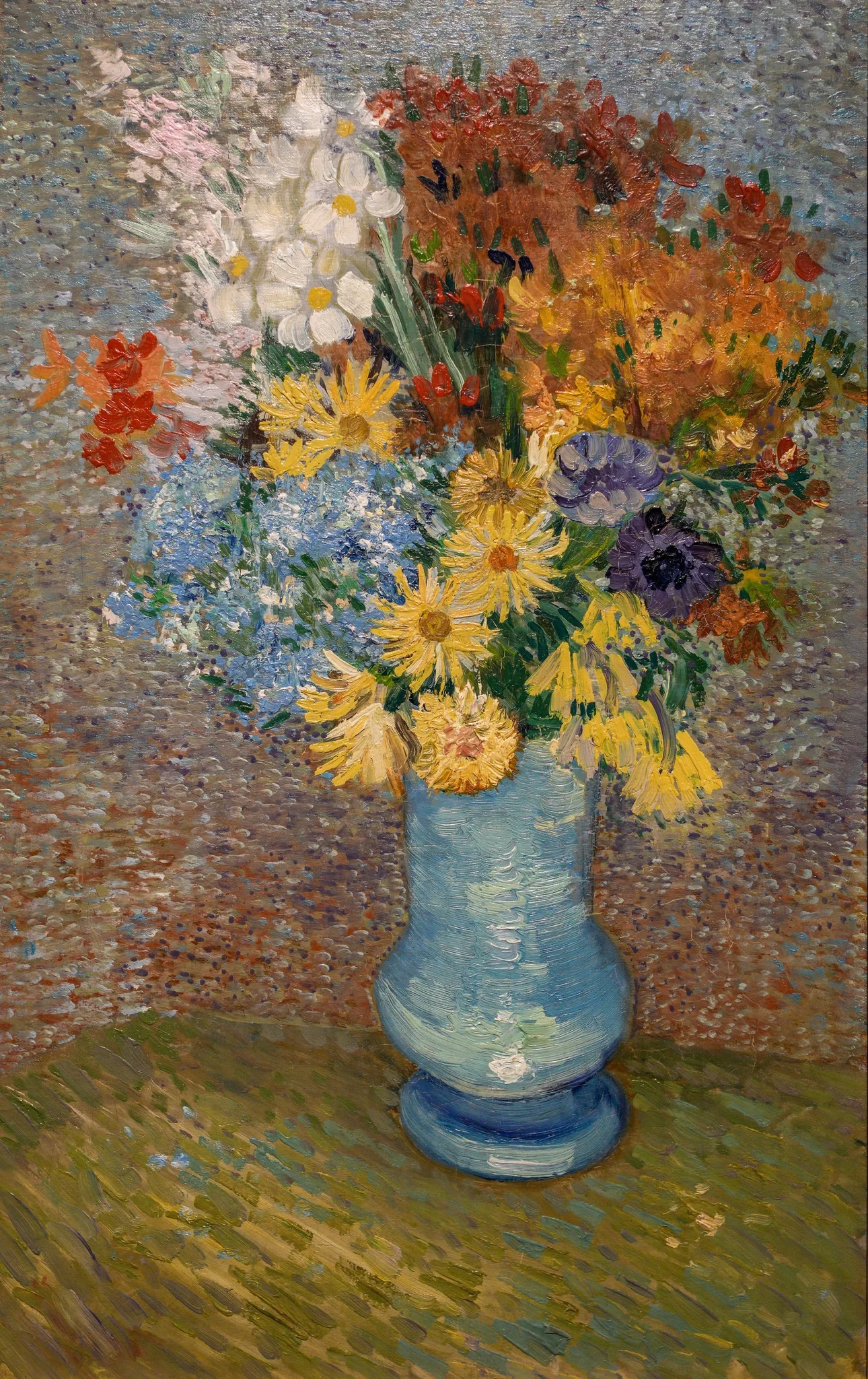 Vase with daisies and anemones, by Vincent van Gogh, oil, 1894