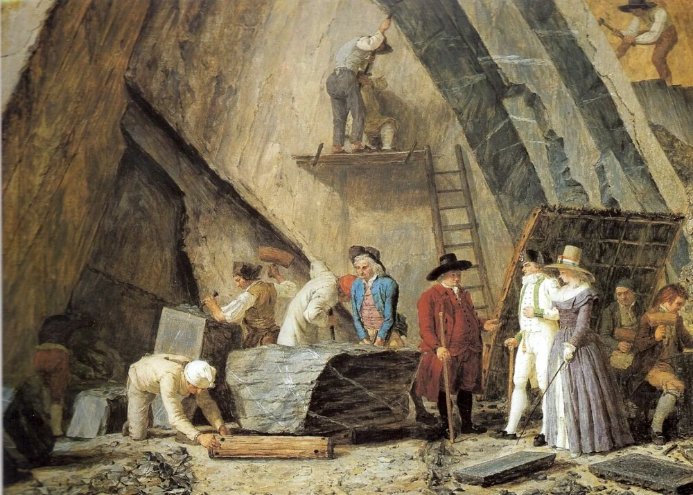 Bezoek aan de marmergroeve, by Léonard Defrance, oil, 1796