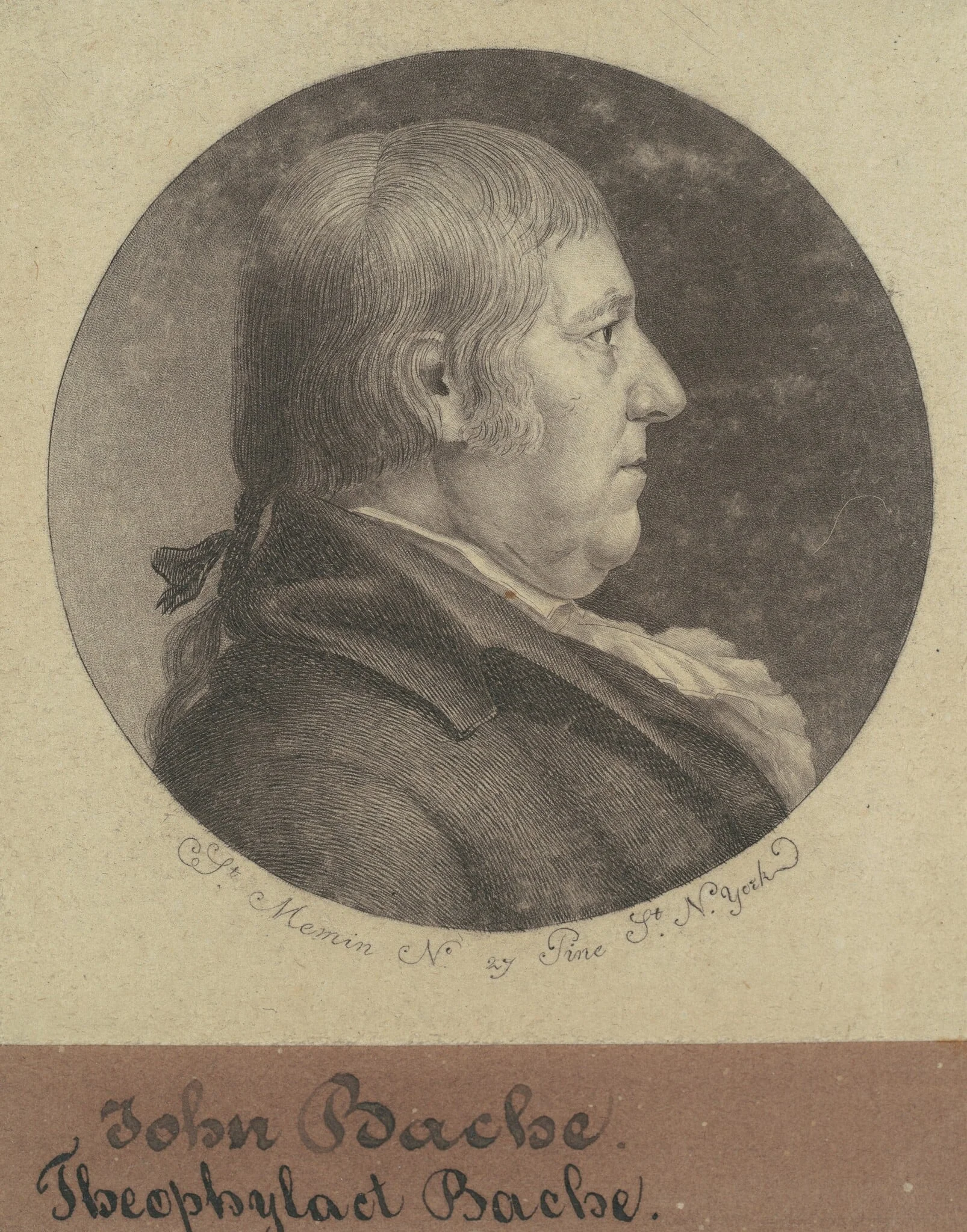 Theophylact Bache, by Charles Balthazar Julien Févret de Saint-Mémin, ink, 1797