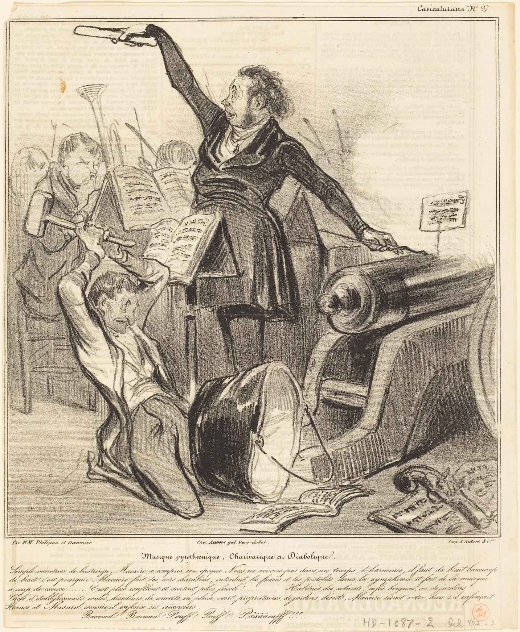 Musique pyrothecnique, Charivarique et Diabolique, by Honoré Daumier, ink, 1838