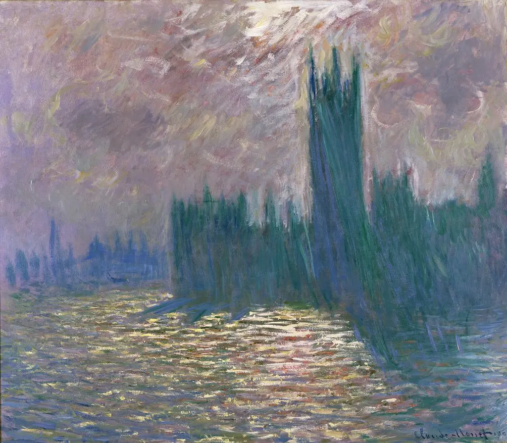 London. Parliament. Reflections on the Thames