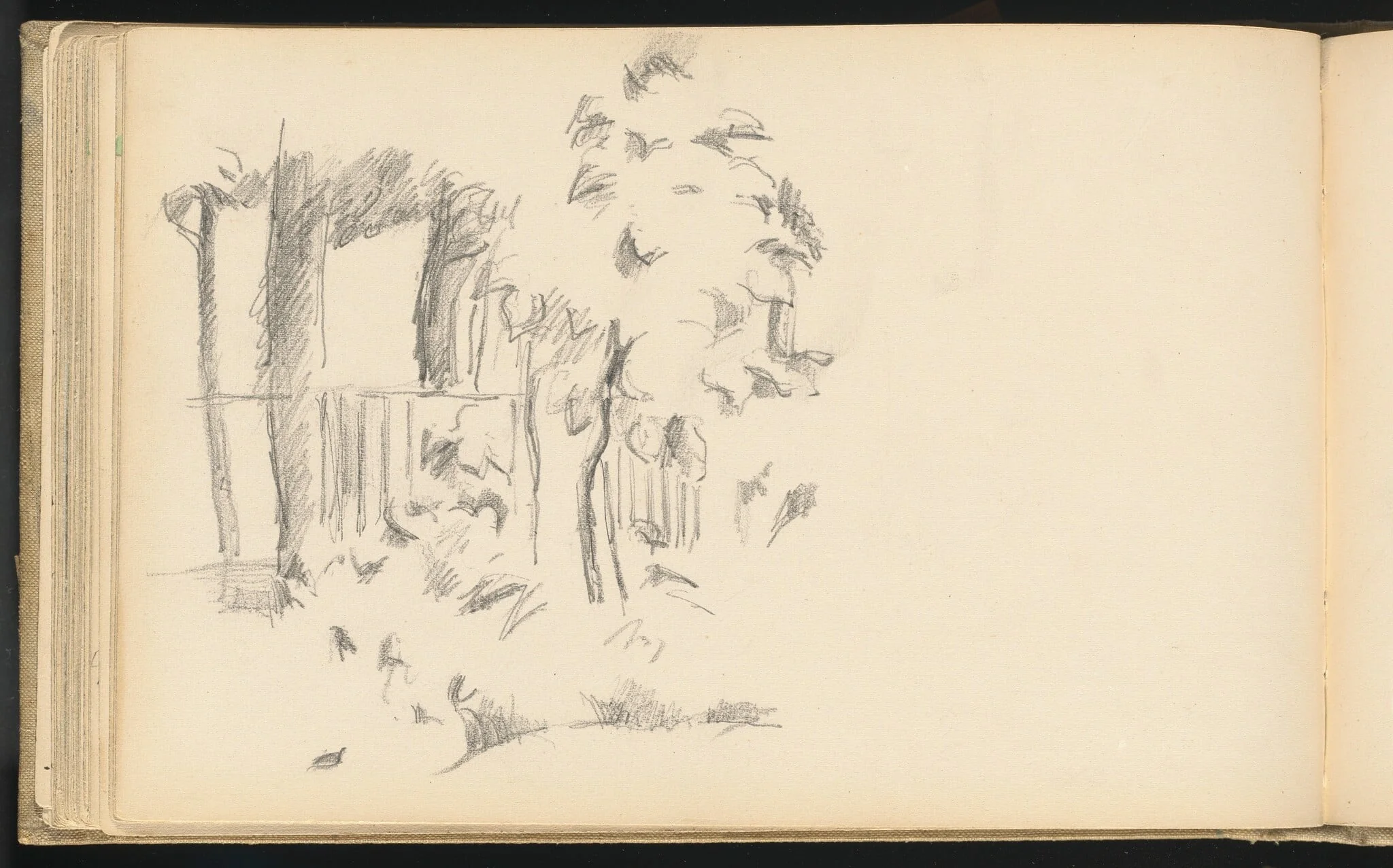 Near the Pool at Jas de Bouffan, by Paul Cezanne, graphite, 1885