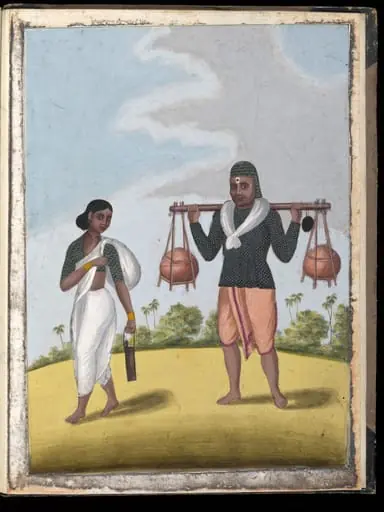 A holy-water-carrier and his wife