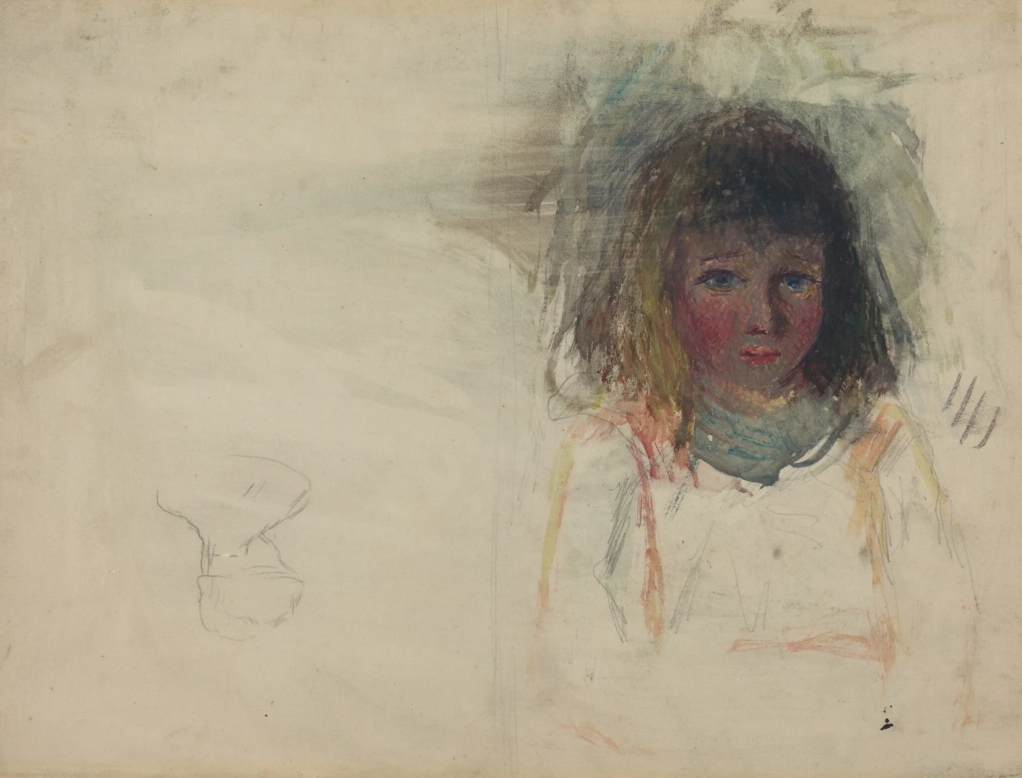 The Artist's Son Georges [verso], by Camille Pissarro, graphite, 1880