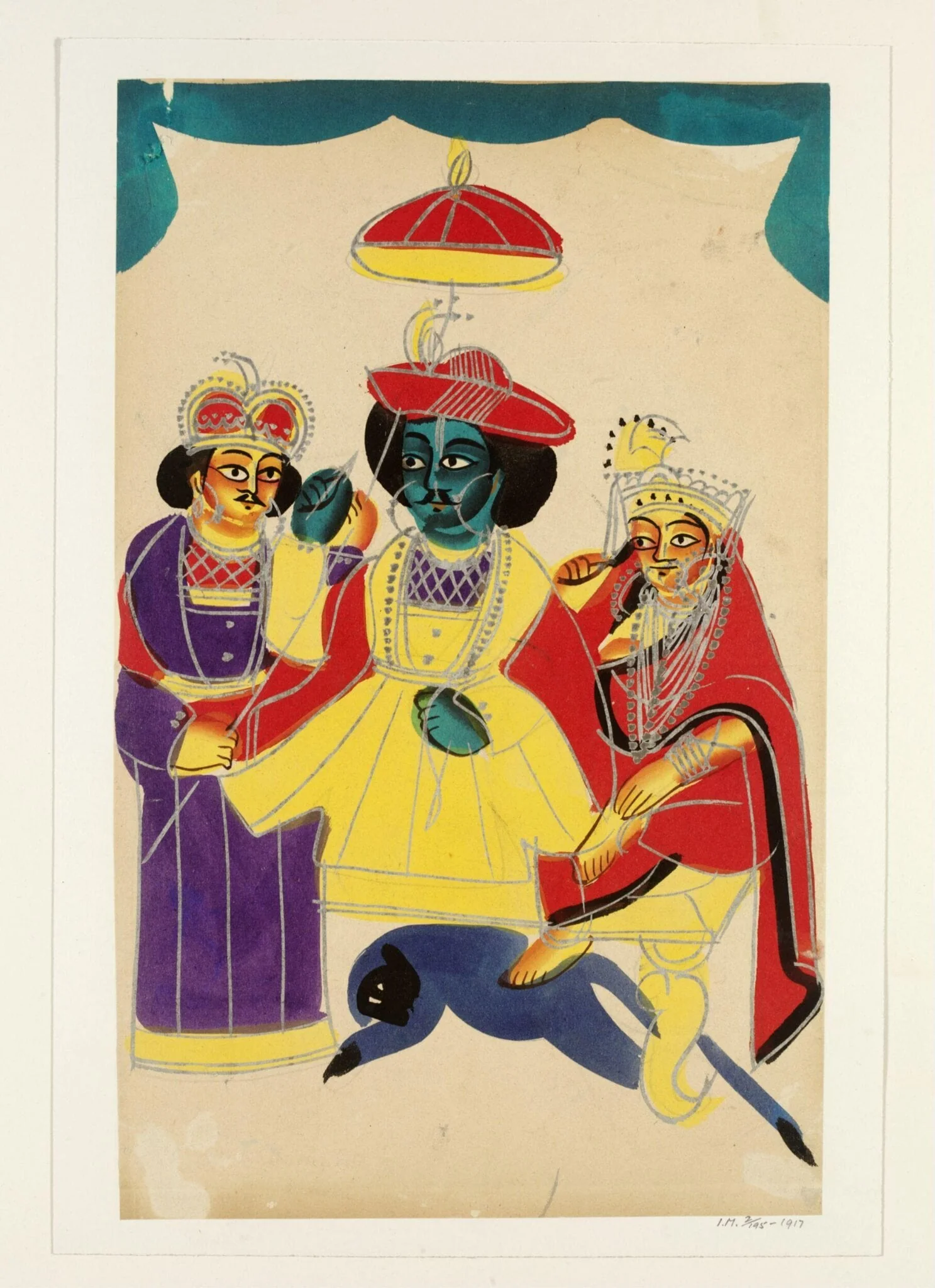 Rama, Sita, Lakshmana and Hanuman, by Unknown, paint, 1880