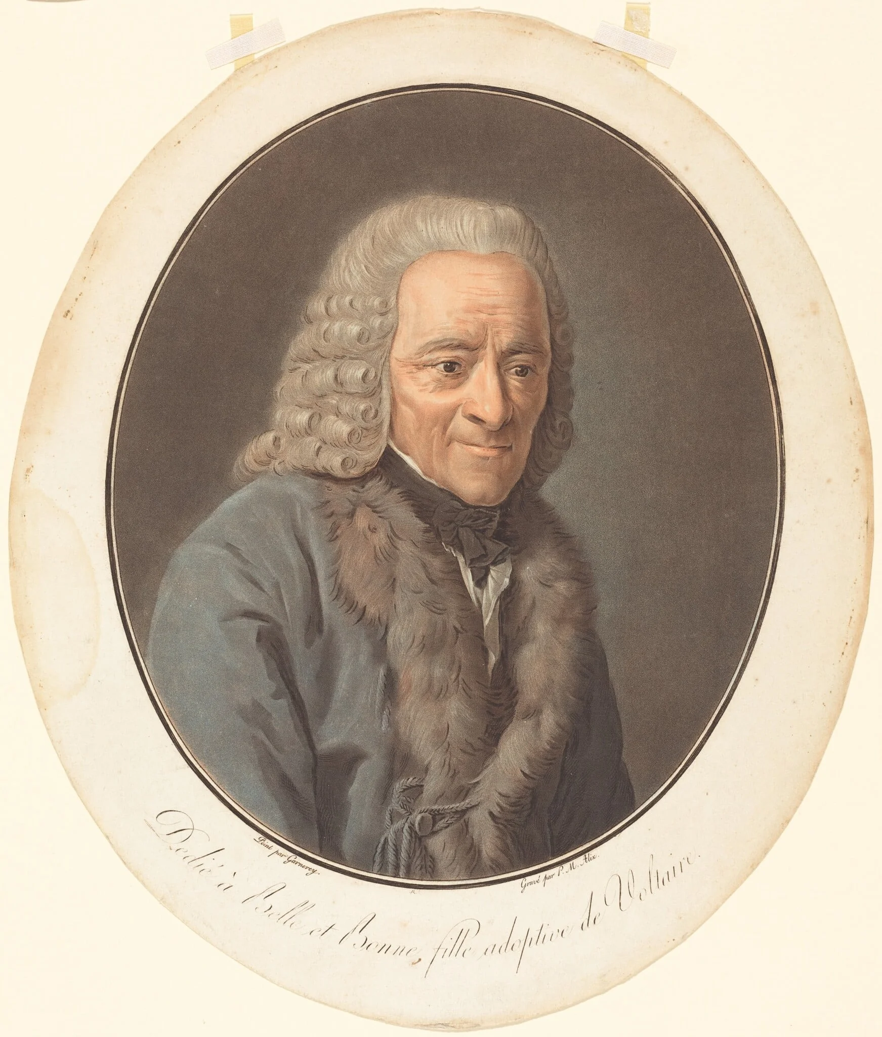 Voltaire, by Pierre-Michel Alix, ink, 1791
