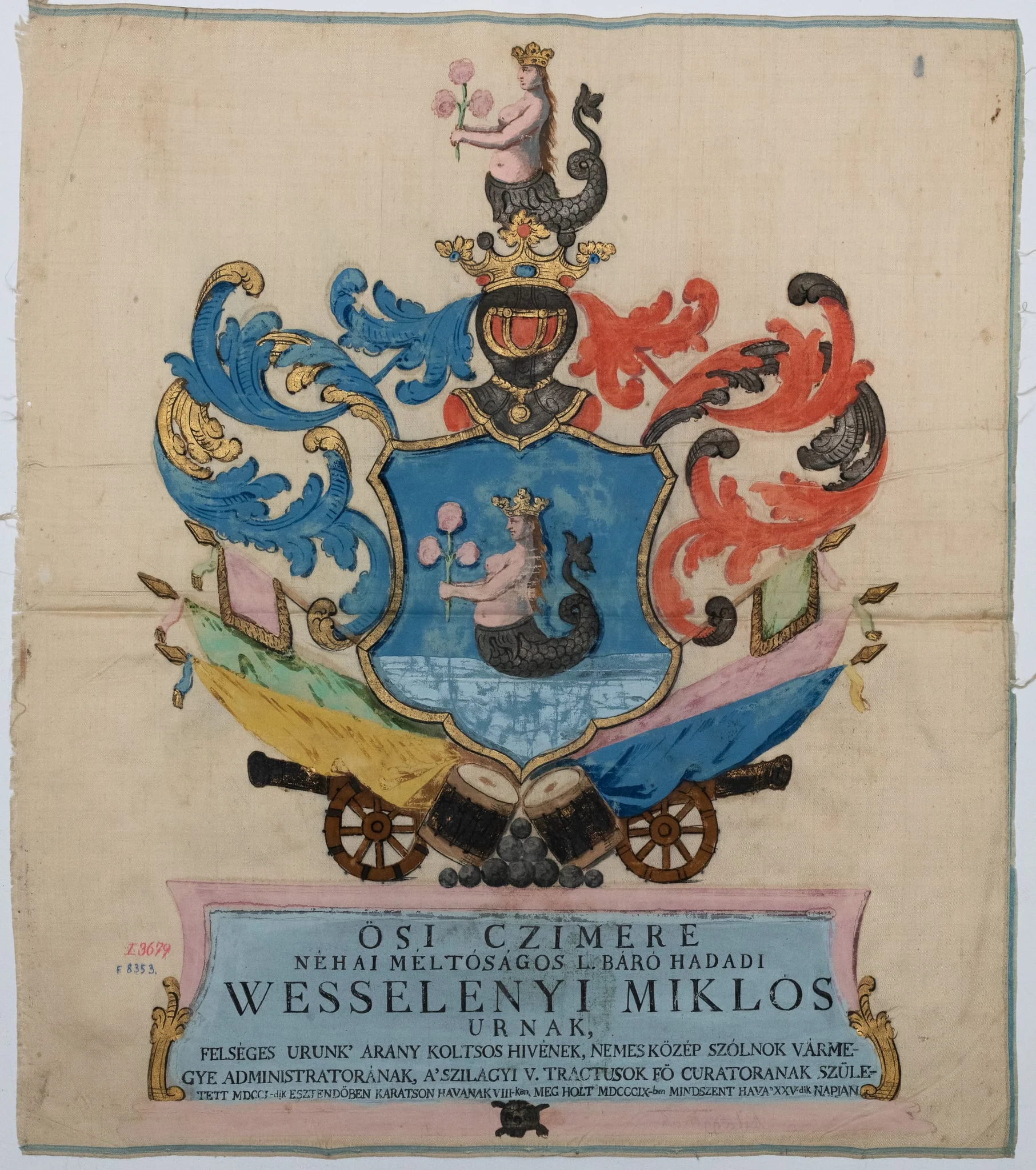 Blazonul funerar al baronului Miklós Wesselényi din Hodod, by Unknown, unspecified, 1803