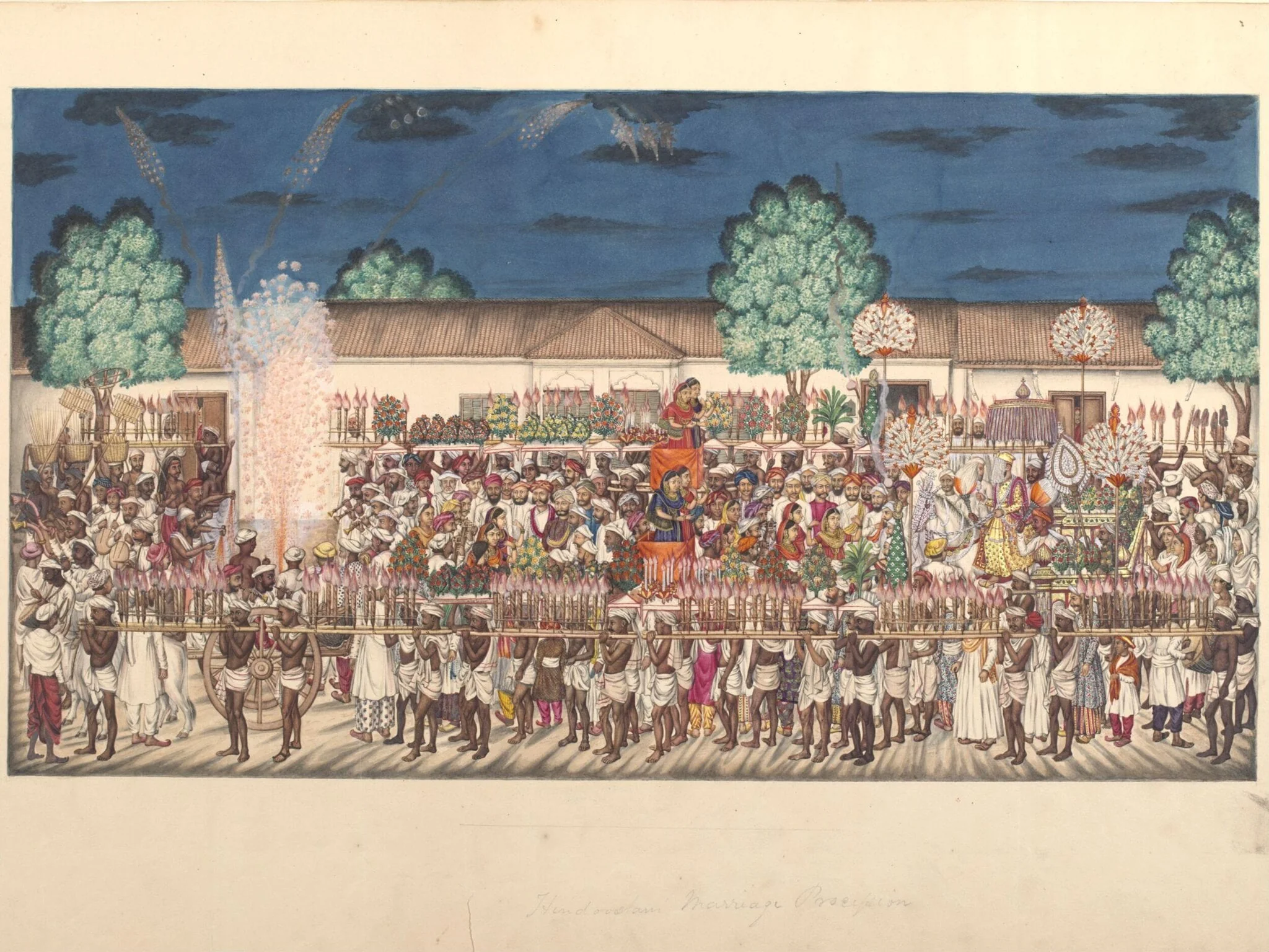 Northern Indian marriage procession, by Unknown, paint, 1830