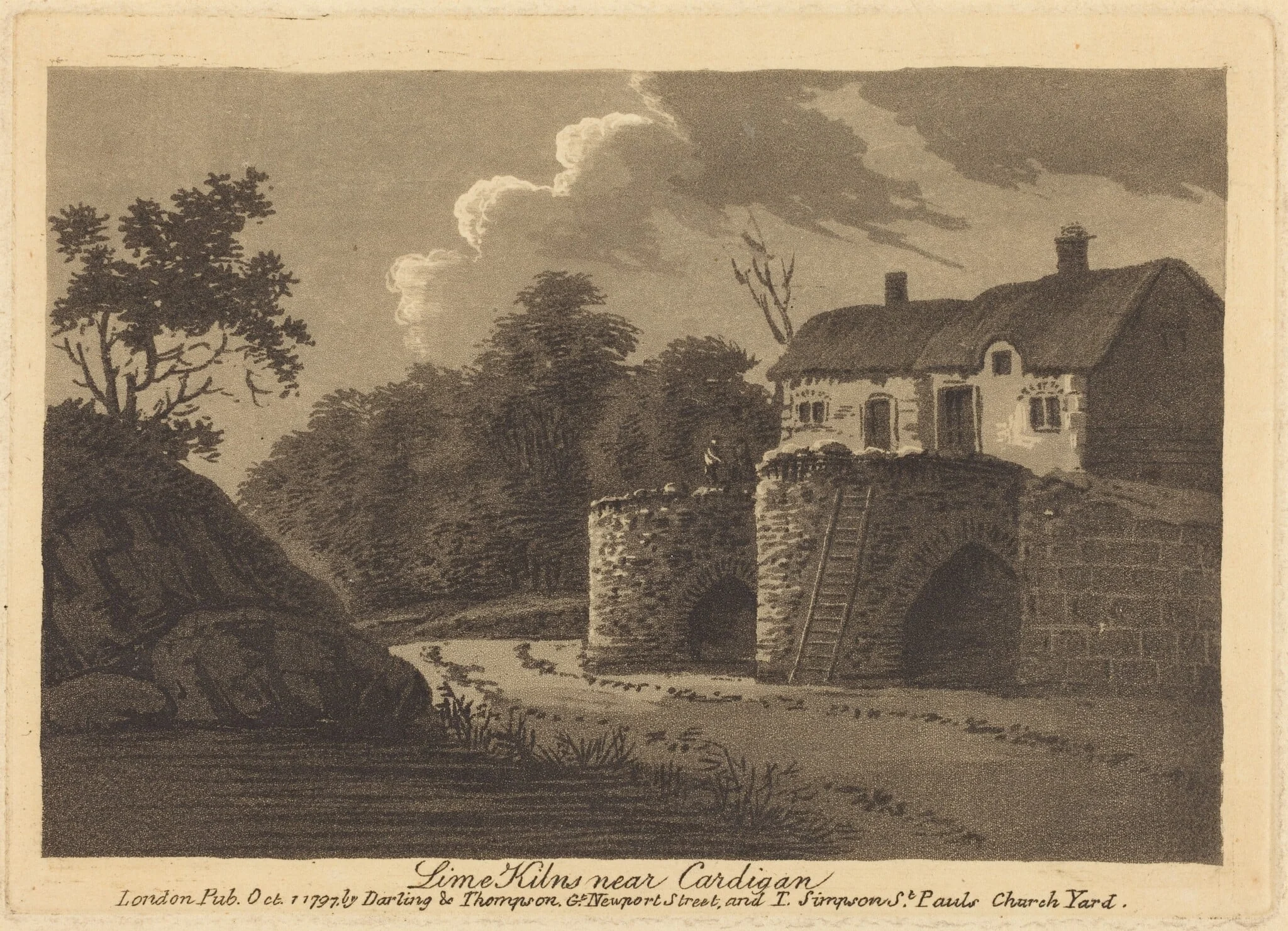 Lime Kilns near Cardigan, by British 18th Century, ink, 1797