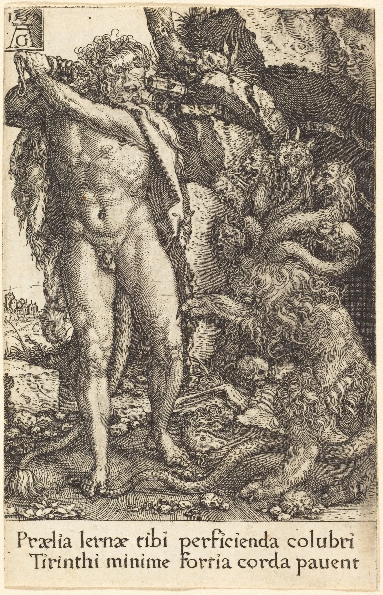 Hercules Fighting with the Hydra of Lernea, by Heinrich Aldegrever, 1550
