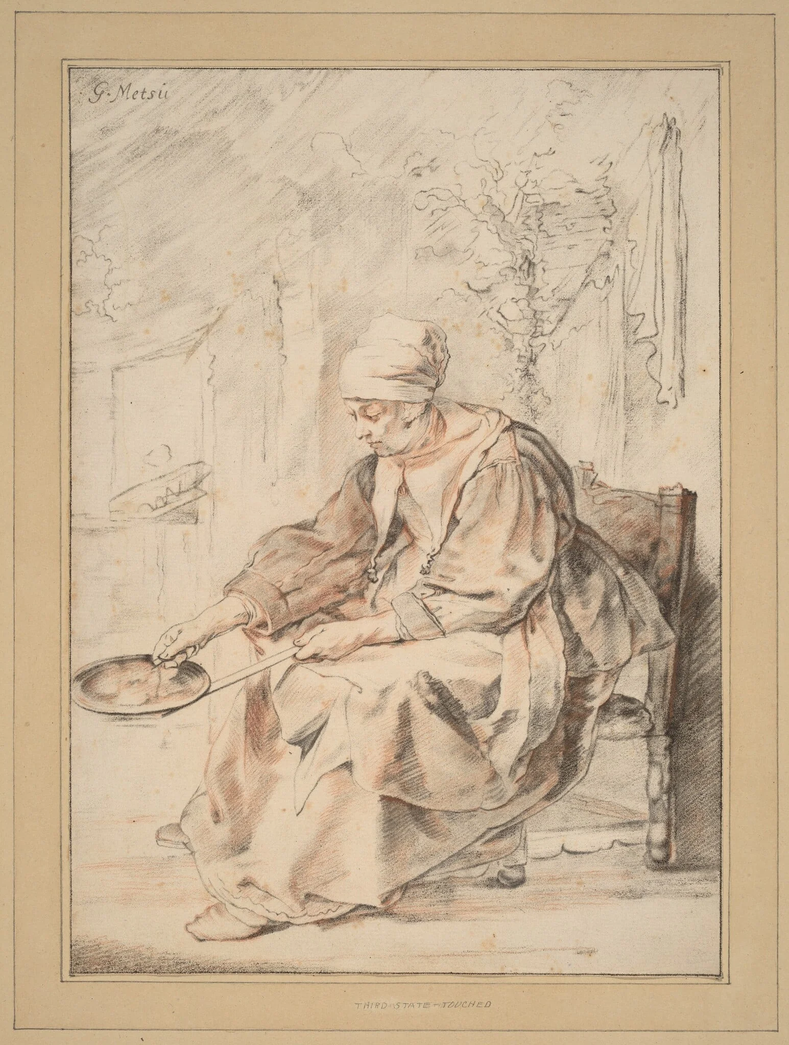 Pancake Woman, by Jacobus Buys, chalk, 1768