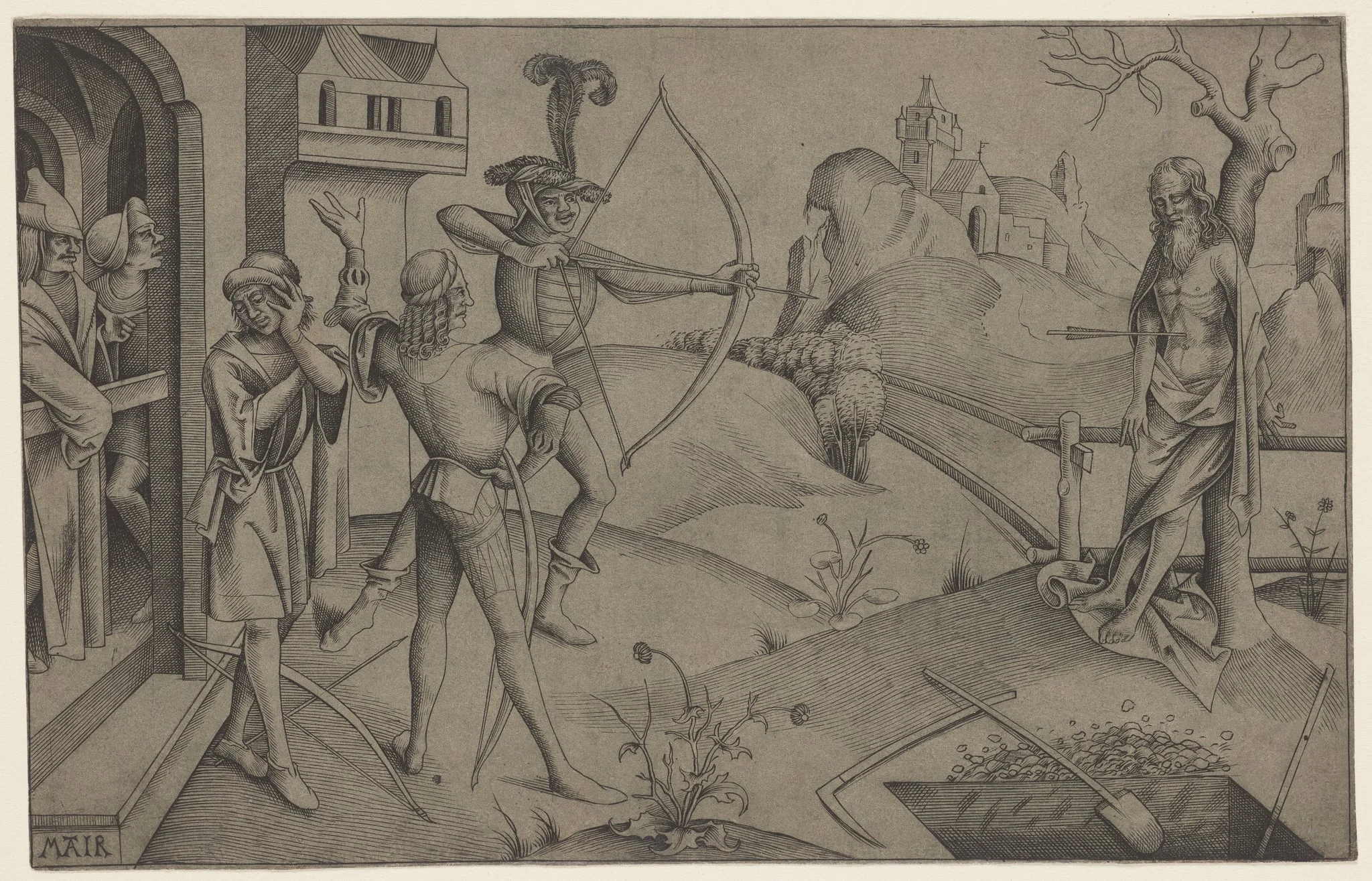 The King's Sons Shooting at their Dead Father's Body, by Mair von Landshut, 1500