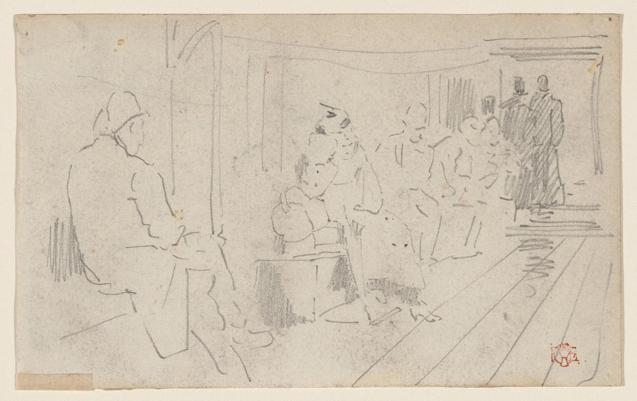 Preliminary Sketch for " The Passage" (La Traversee), by Félix-Hilaire Buhot, graphite, 1882