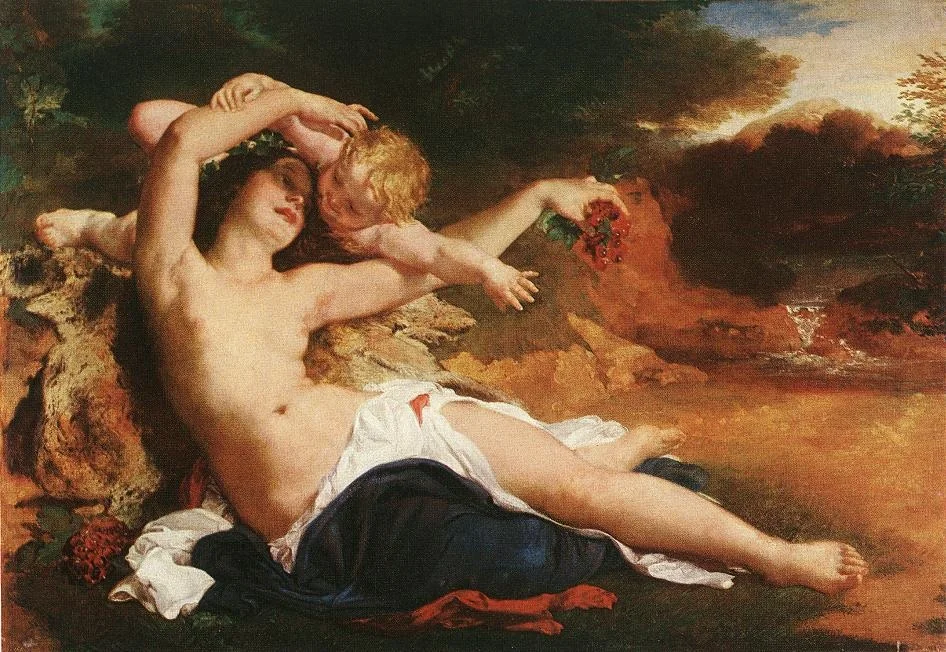 Venus and Amor, by Károly Brocky, oil, 1835