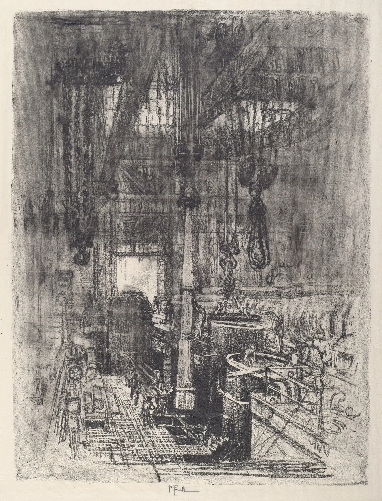 Gun Pit, No.II, by Joseph Pennell, ink, 1917